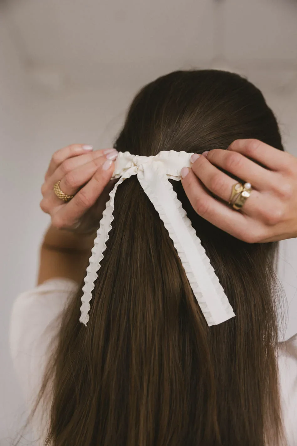Long Tail Bow Hair Clip in Ivory - Image 2