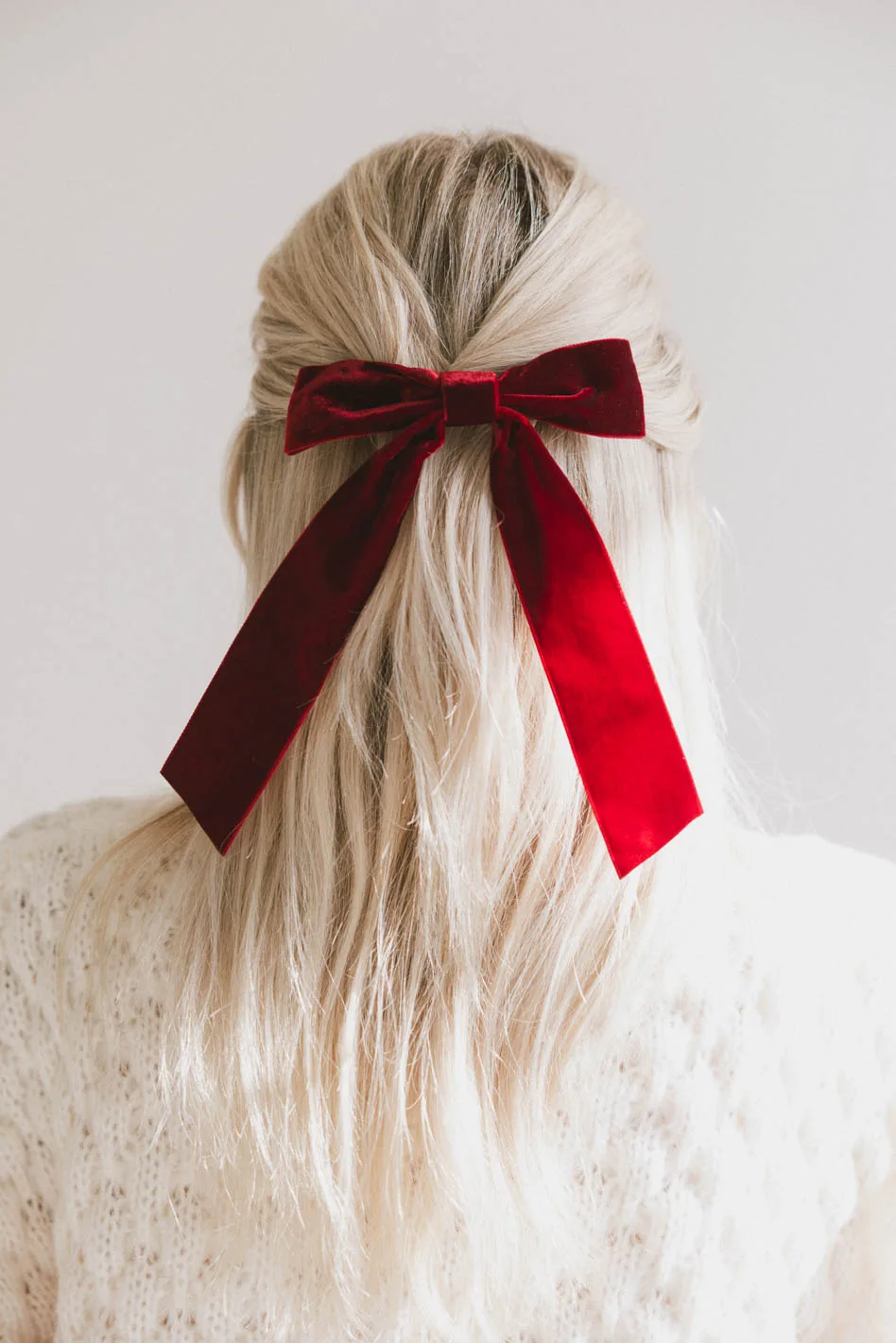 Long Tail Velvet Bow in Burgundy - FINAL SALE