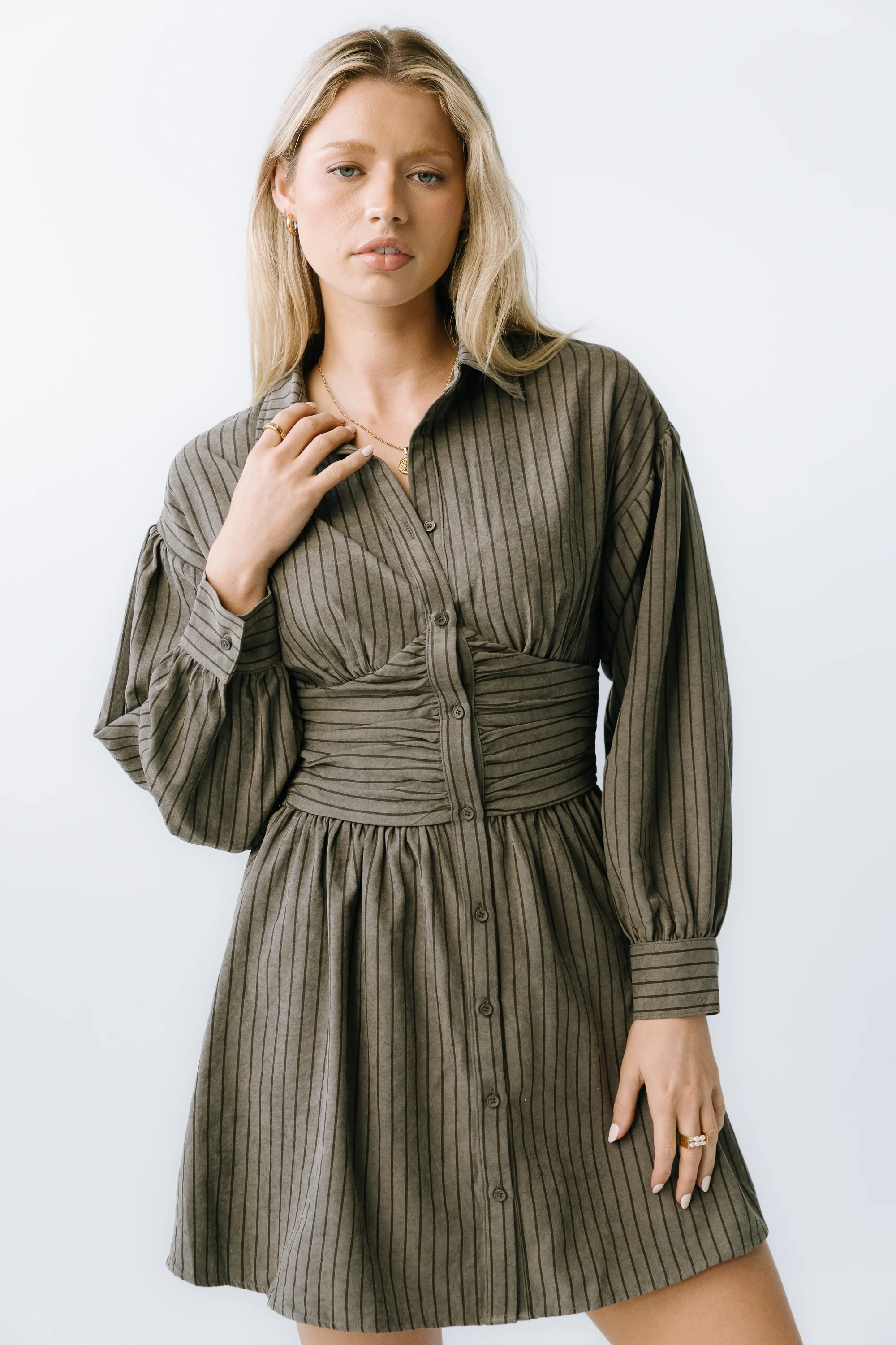 Lonnie Striped Mini Dress in Grey - FINAL SALE