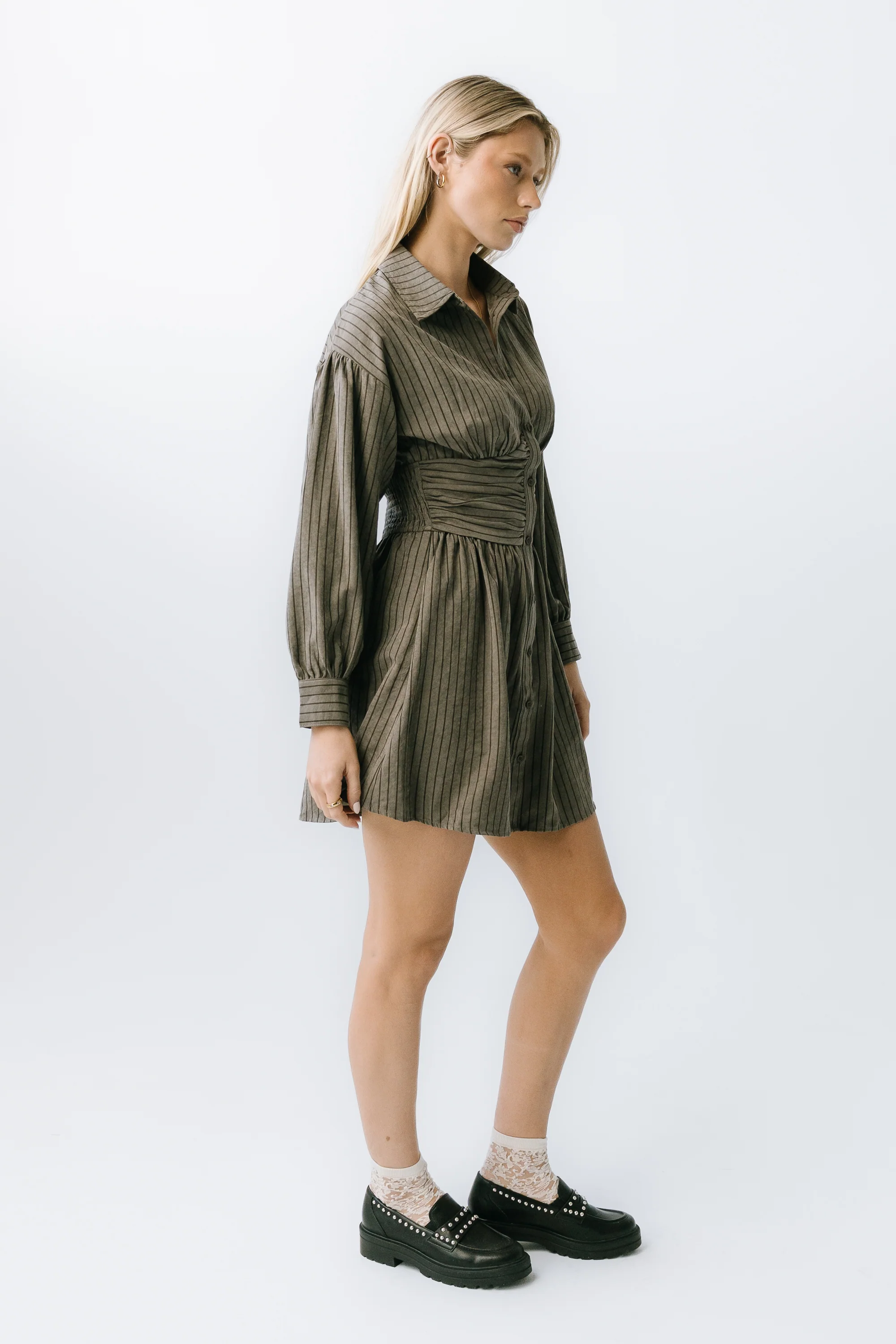 Lonnie Striped Mini Dress in Grey - FINAL SALE - Image 5