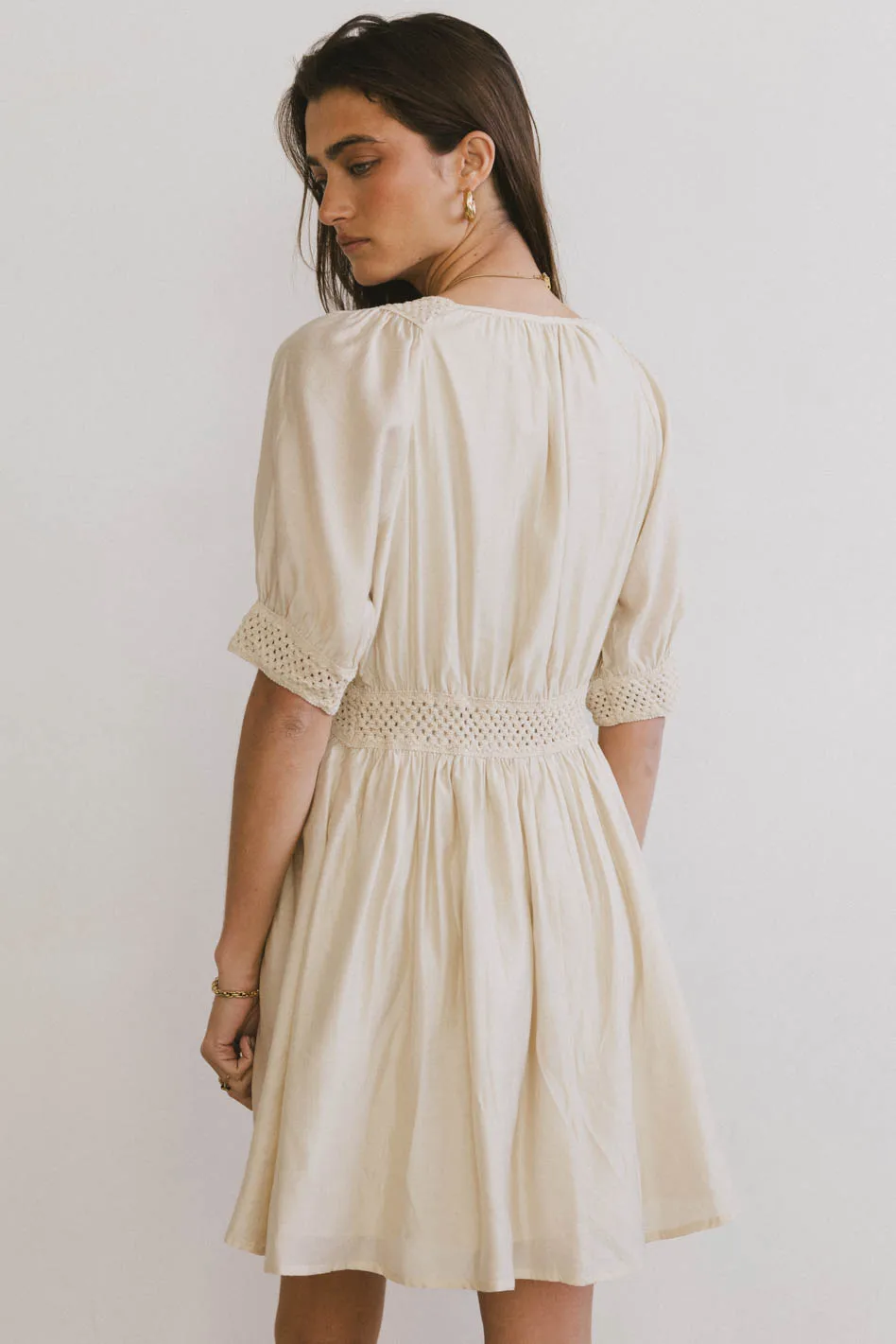 Lorna Mini Dress in Natural - FINAL SALE - Image 3