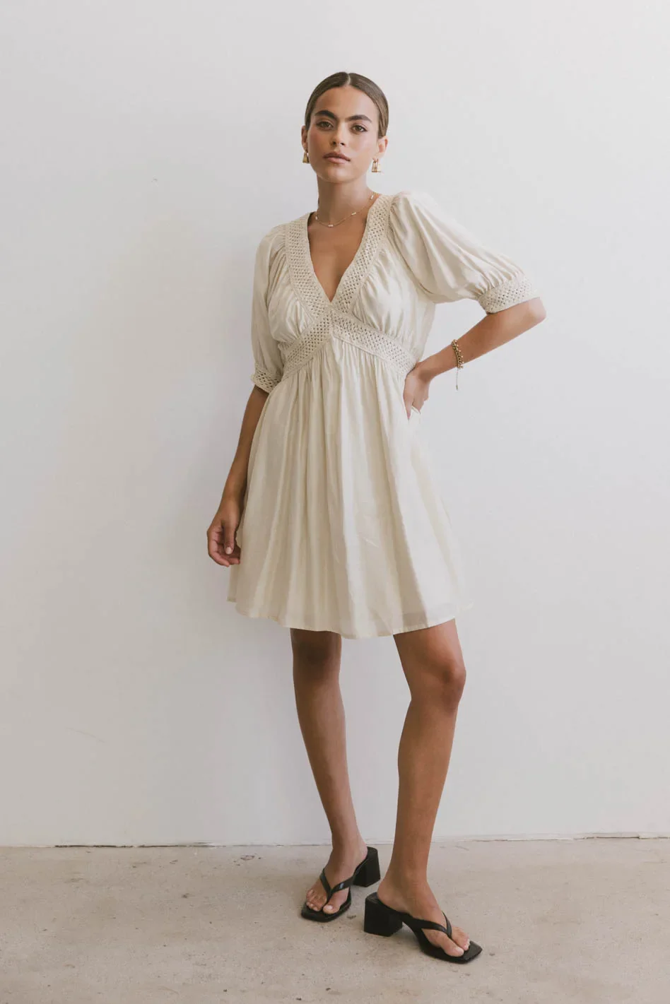 Lorna Mini Dress in Natural - FINAL SALE - Image 4