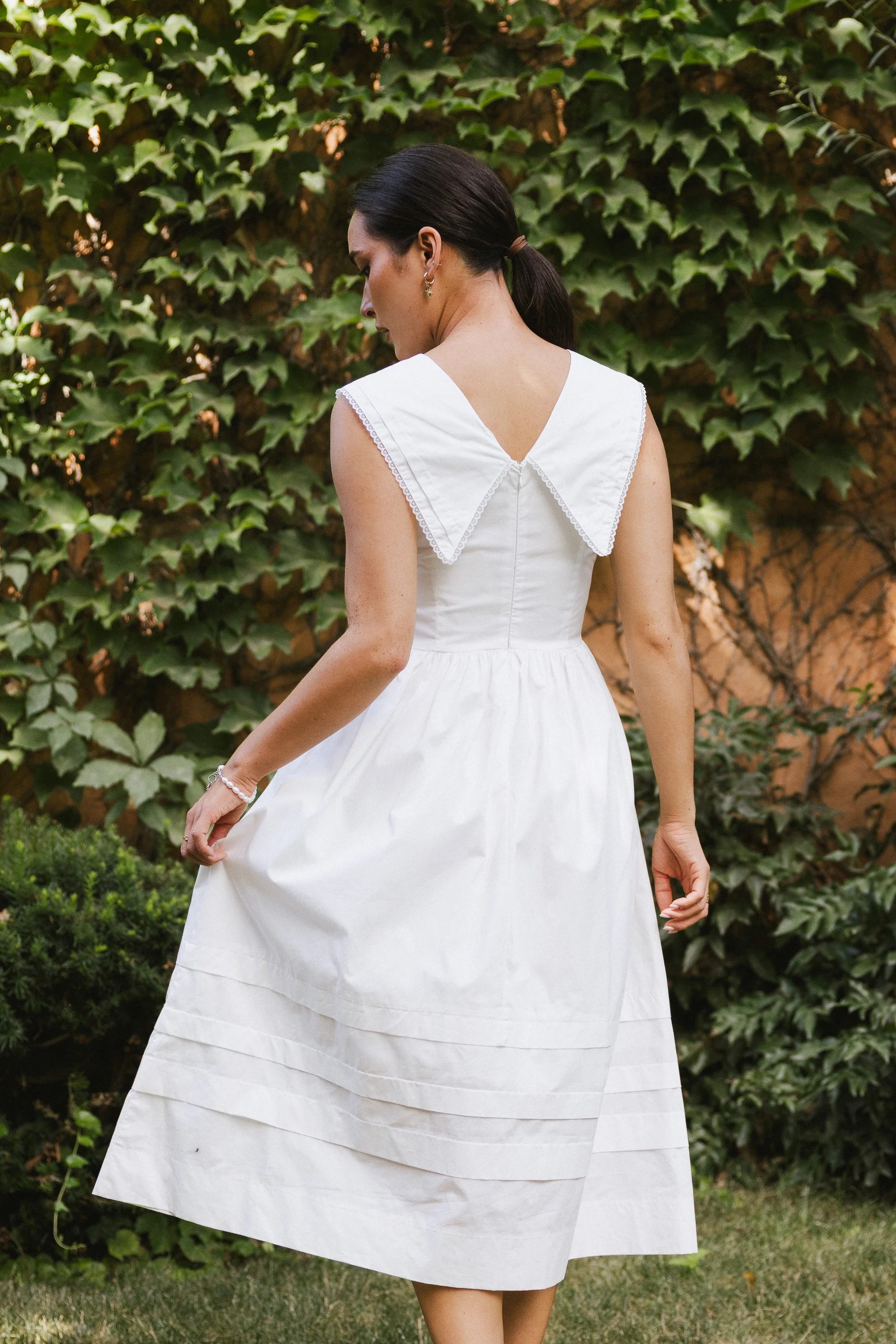 Louie Collared Midi Dress in White - FINAL SALE - Image 5