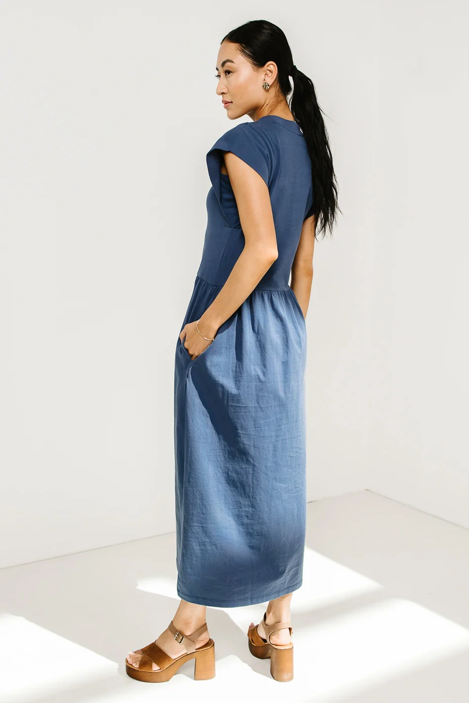 Louie Midi Dress in Indigo - FINAL SALE - Image 3