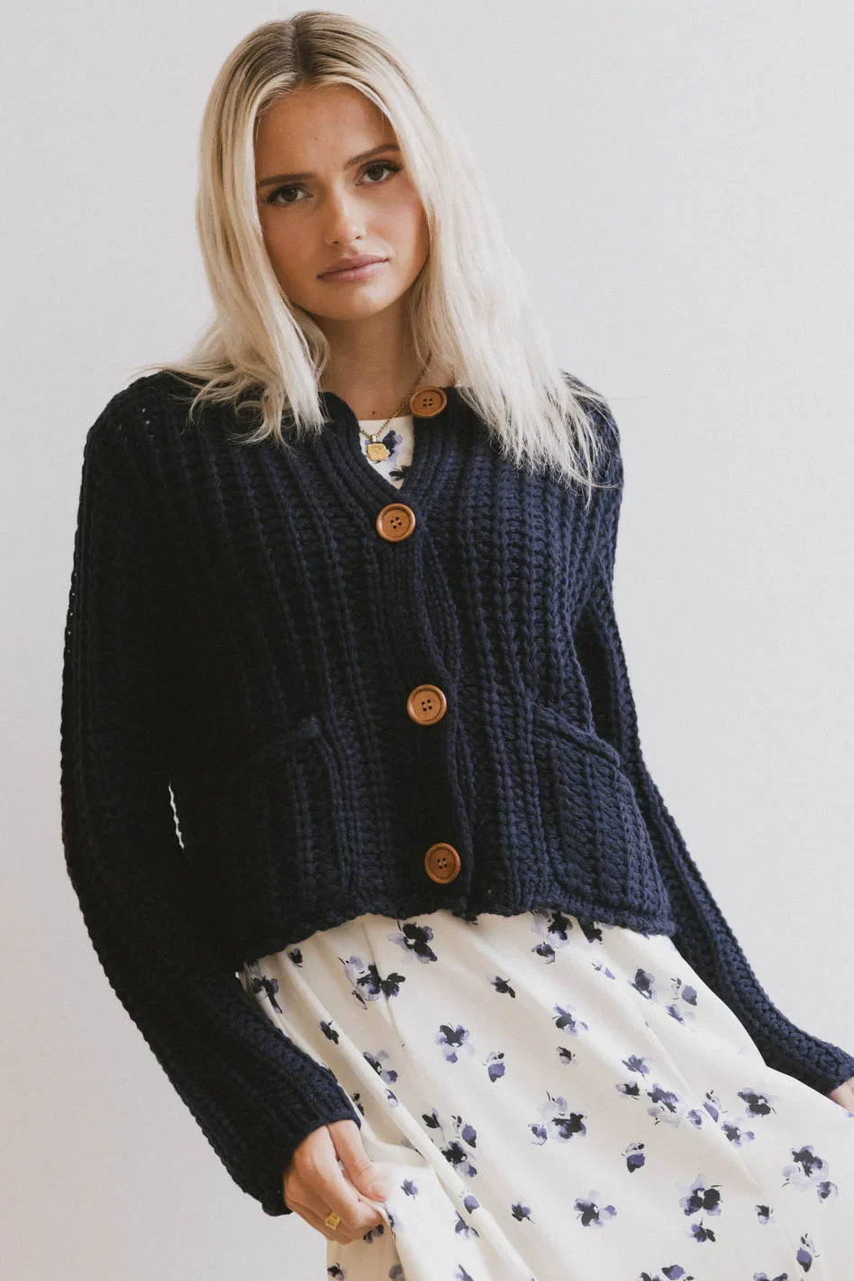 Luca Chunky Knit Sweater in Navy - FINAL SALE - Image 2