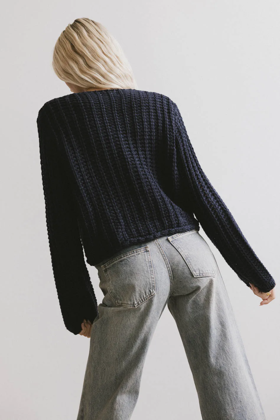 Luca Chunky Knit Sweater in Navy - FINAL SALE - Image 3