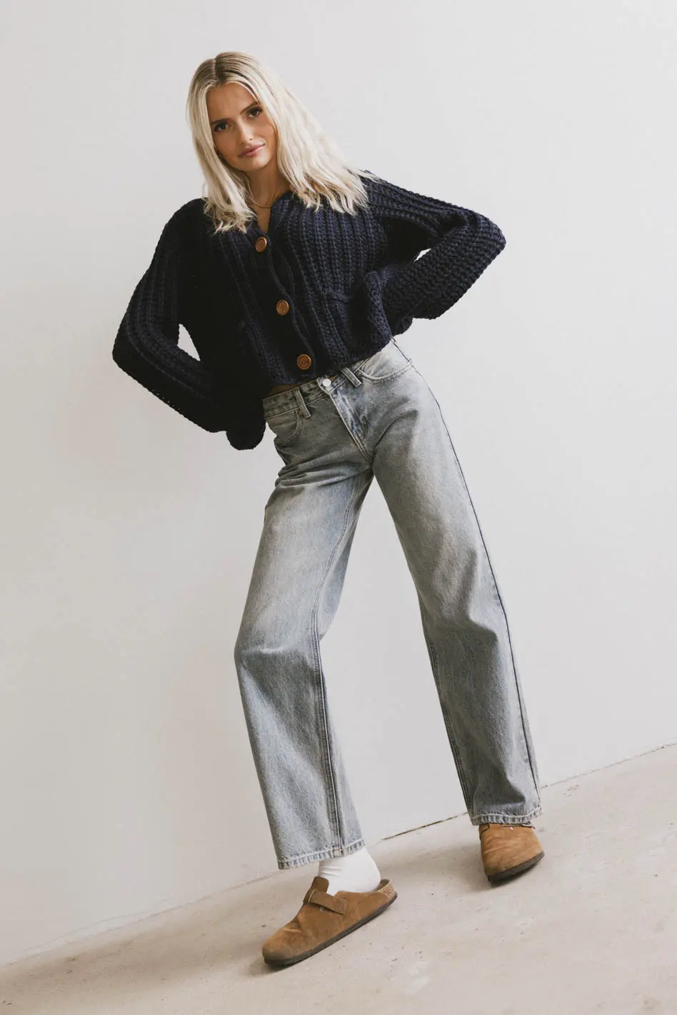 Luca Chunky Knit Sweater in Navy - FINAL SALE - Image 4