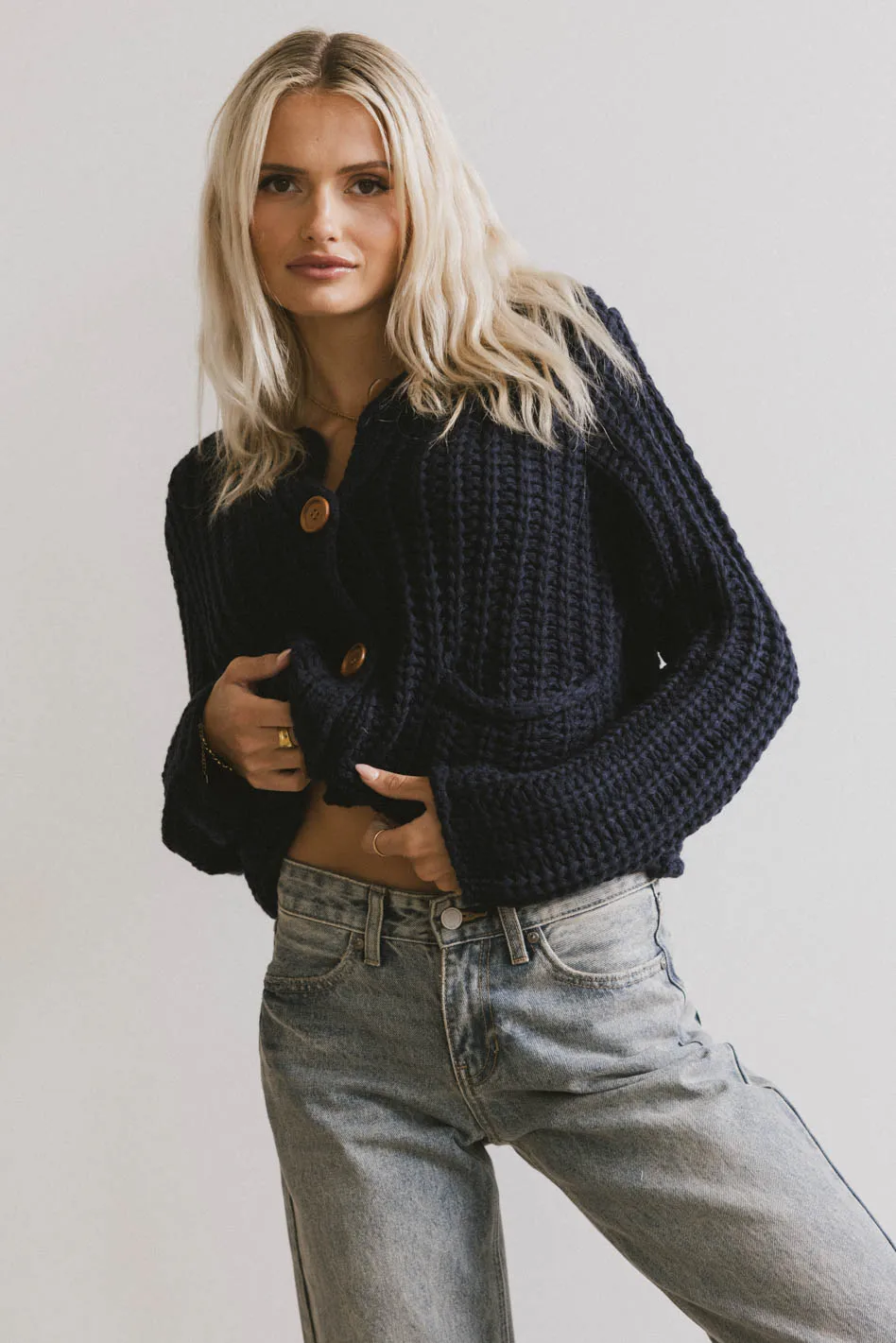 Luca Chunky Knit Sweater in Navy - FINAL SALE - Image 5