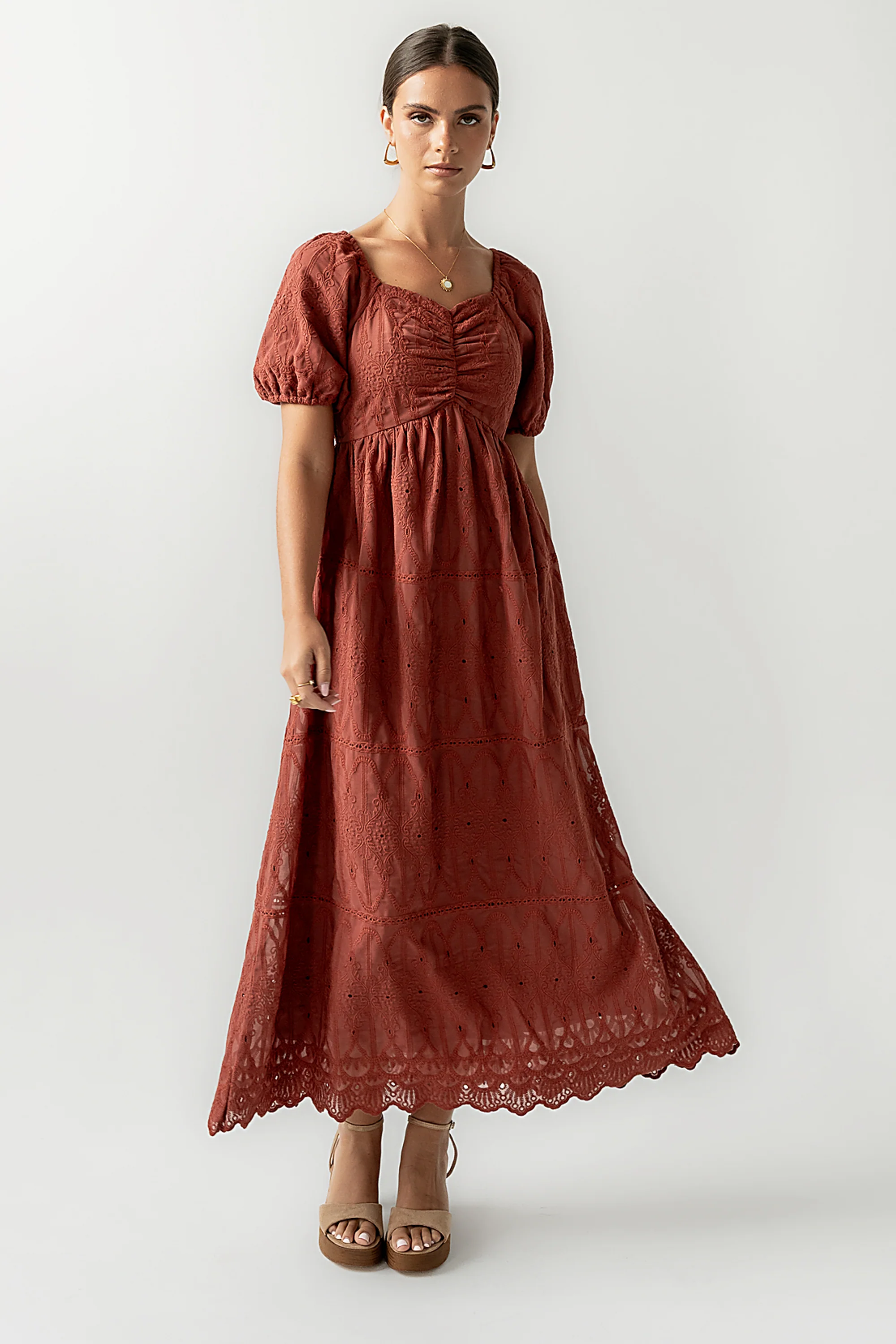 Luca Embroidered Maxi Dress in Dark Berry - FINAL SALE - Image 6