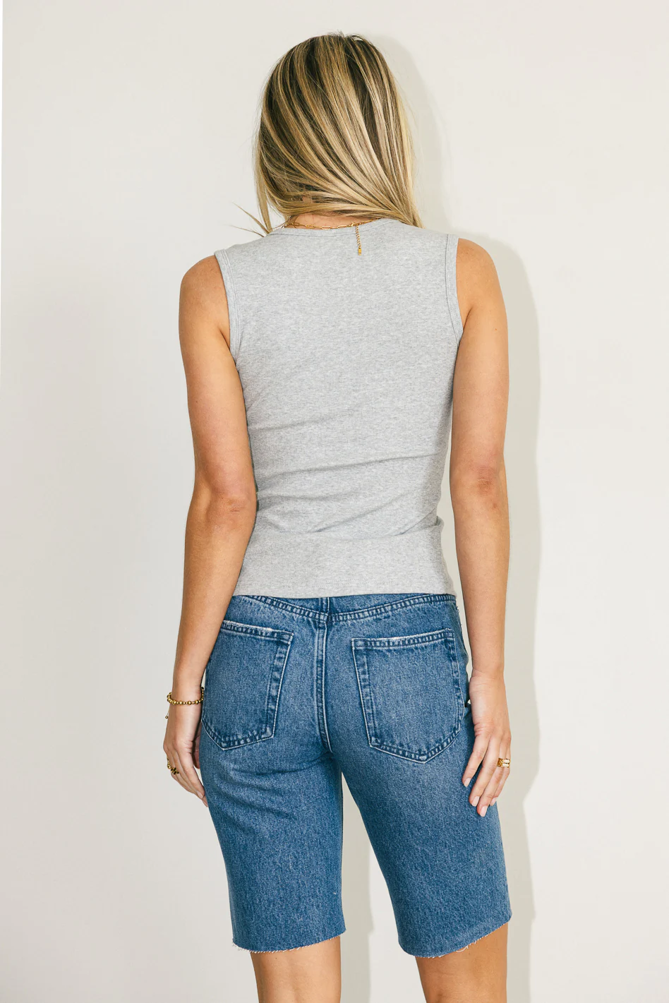 Lucas Button Up Tank Top in Grey - Image 9