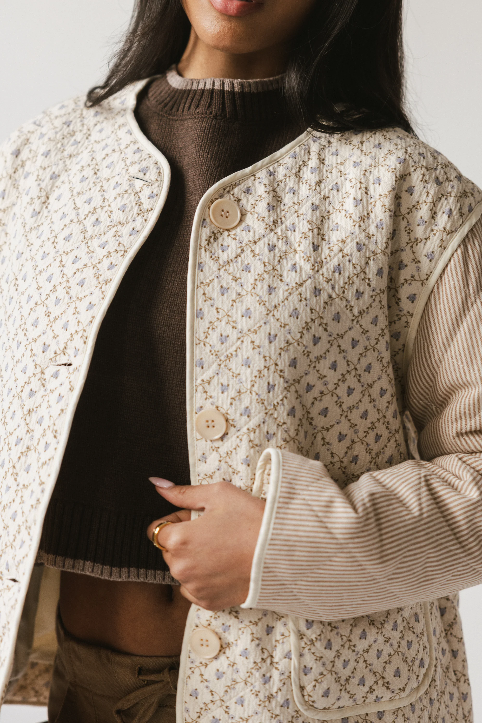 Lucas Quilted Jacket in Latte - FINAL SALE