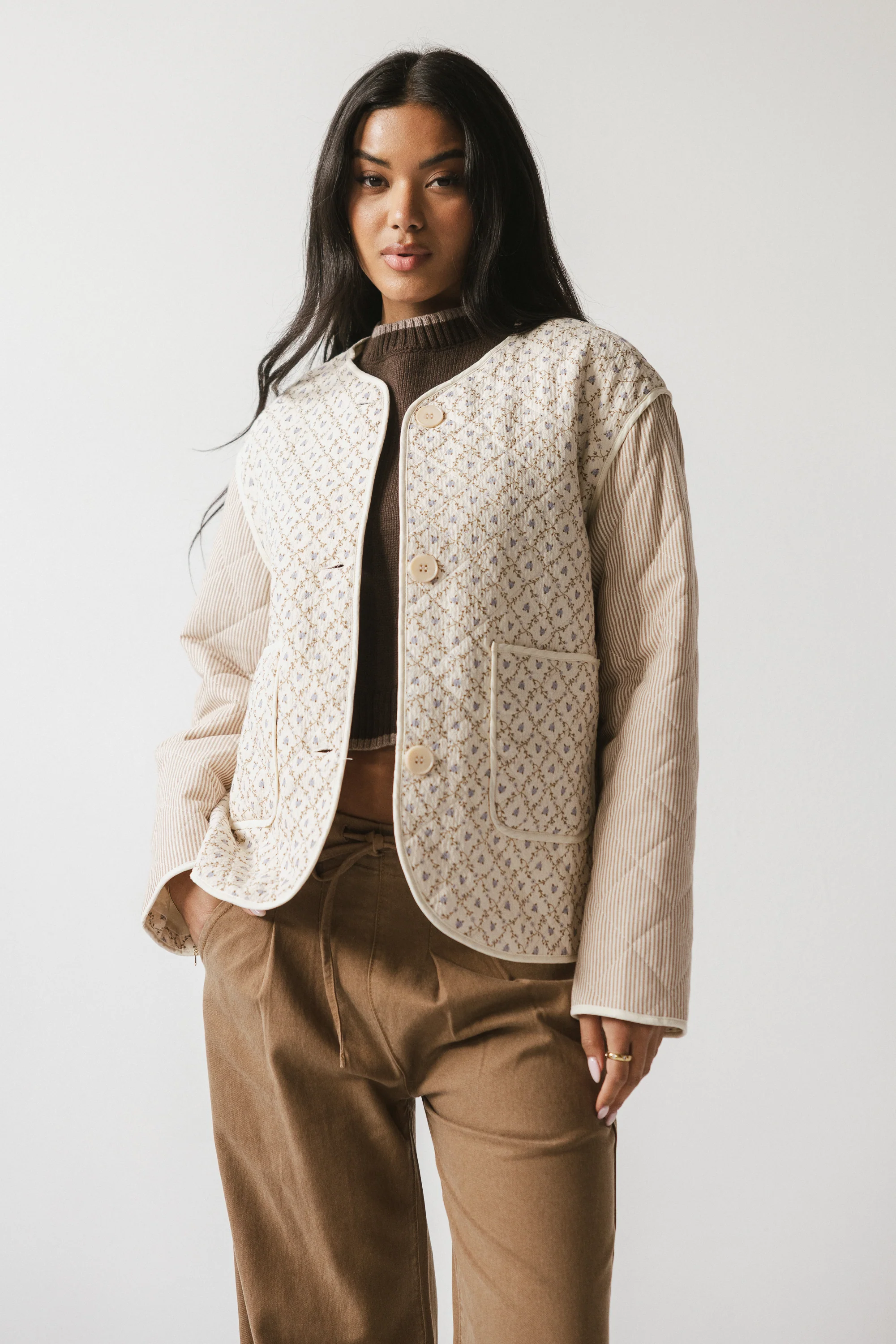Lucas Quilted Jacket in Latte - FINAL SALE - Image 2