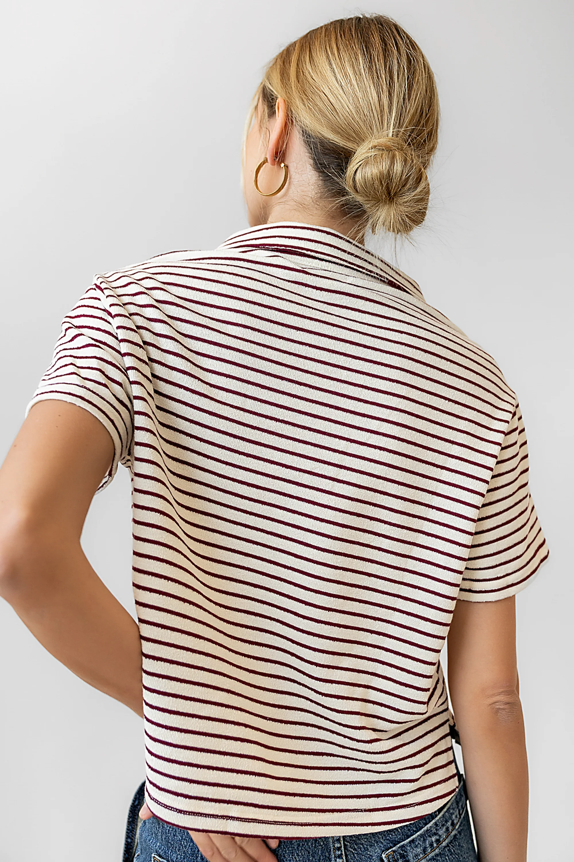 Lucca Striped Top in Burgundy - FINAL SALE - Image 6