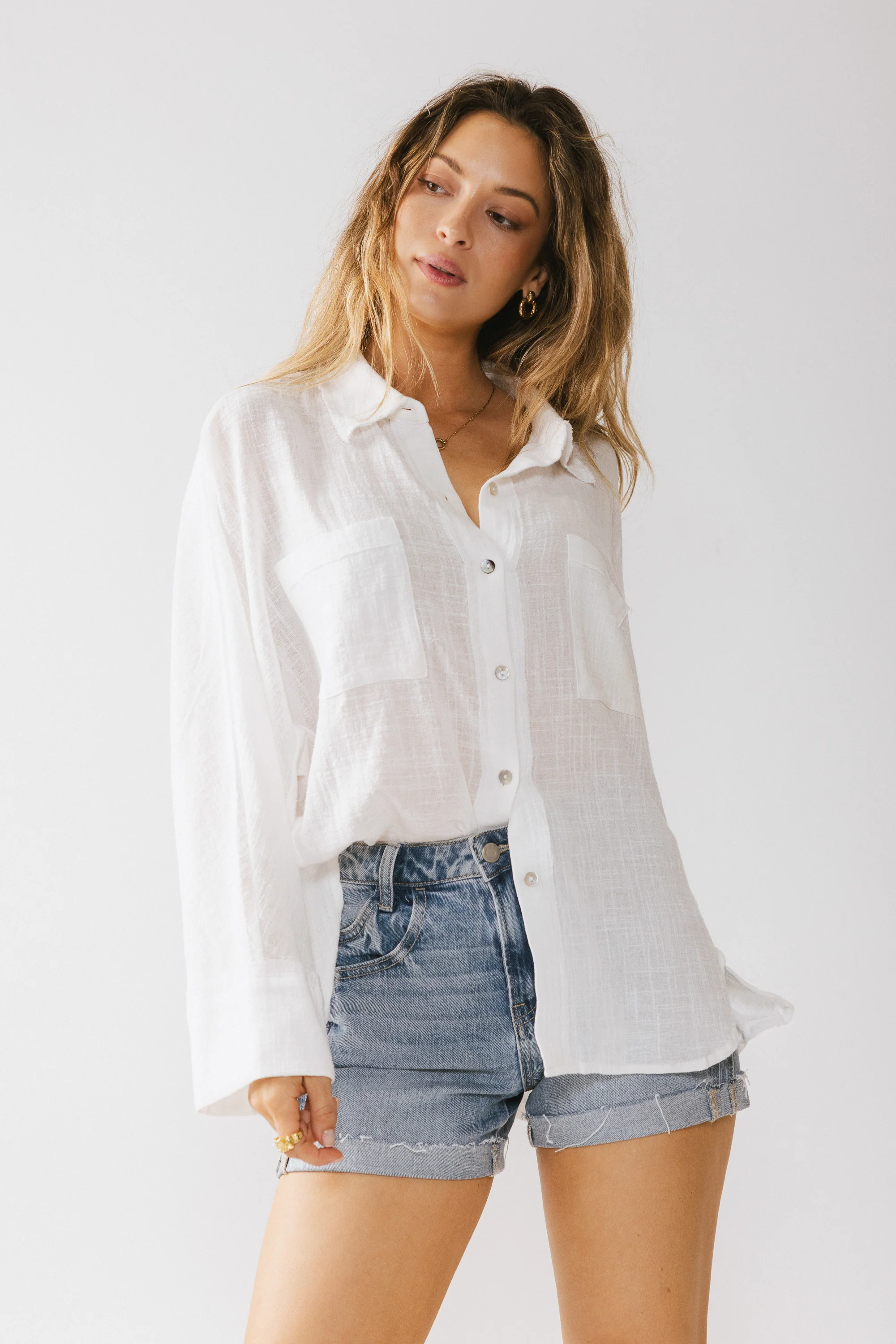 Lucie Linen Button Up in White - FINAL SALE - Image 2