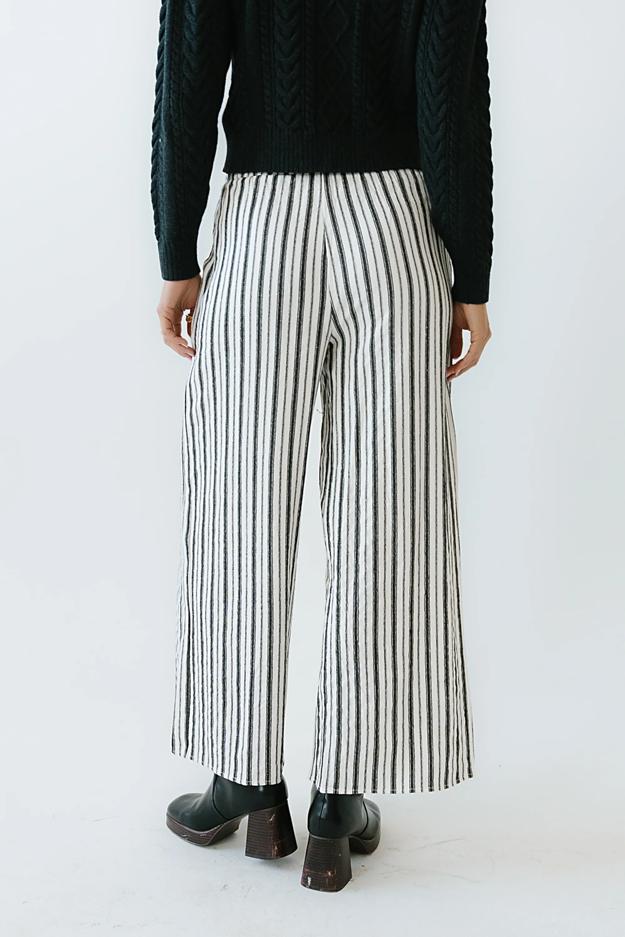 Lucy Striped Baggy Pants in Black - Image 4