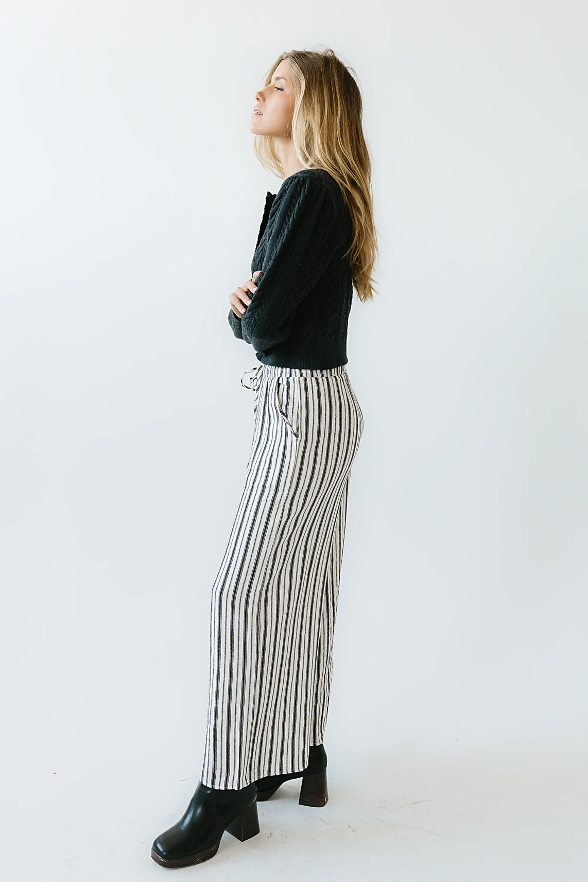 Lucy Striped Baggy Pants in Black - Image 6