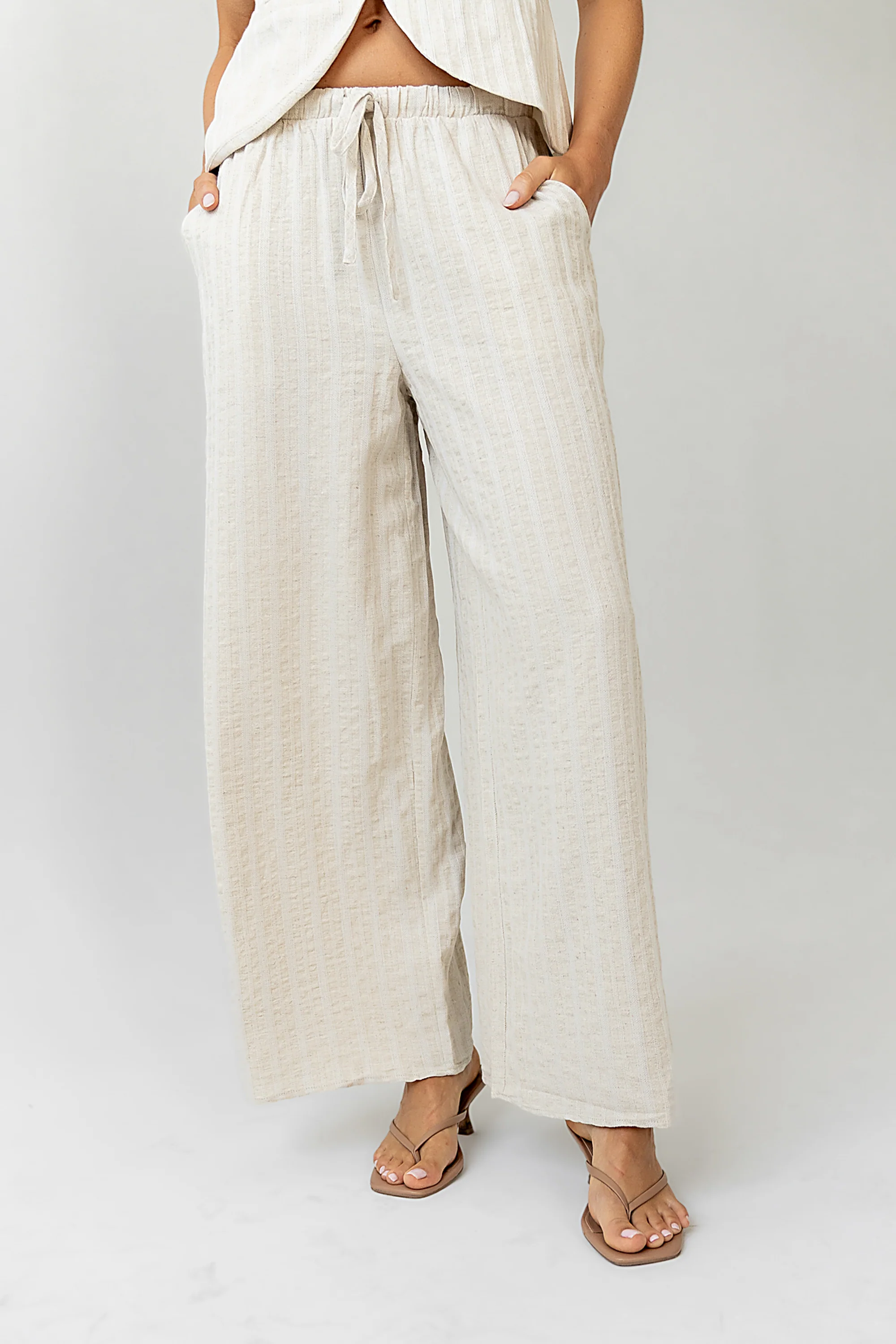 Lucy Striped Baggy Pants in Natural - Image 4