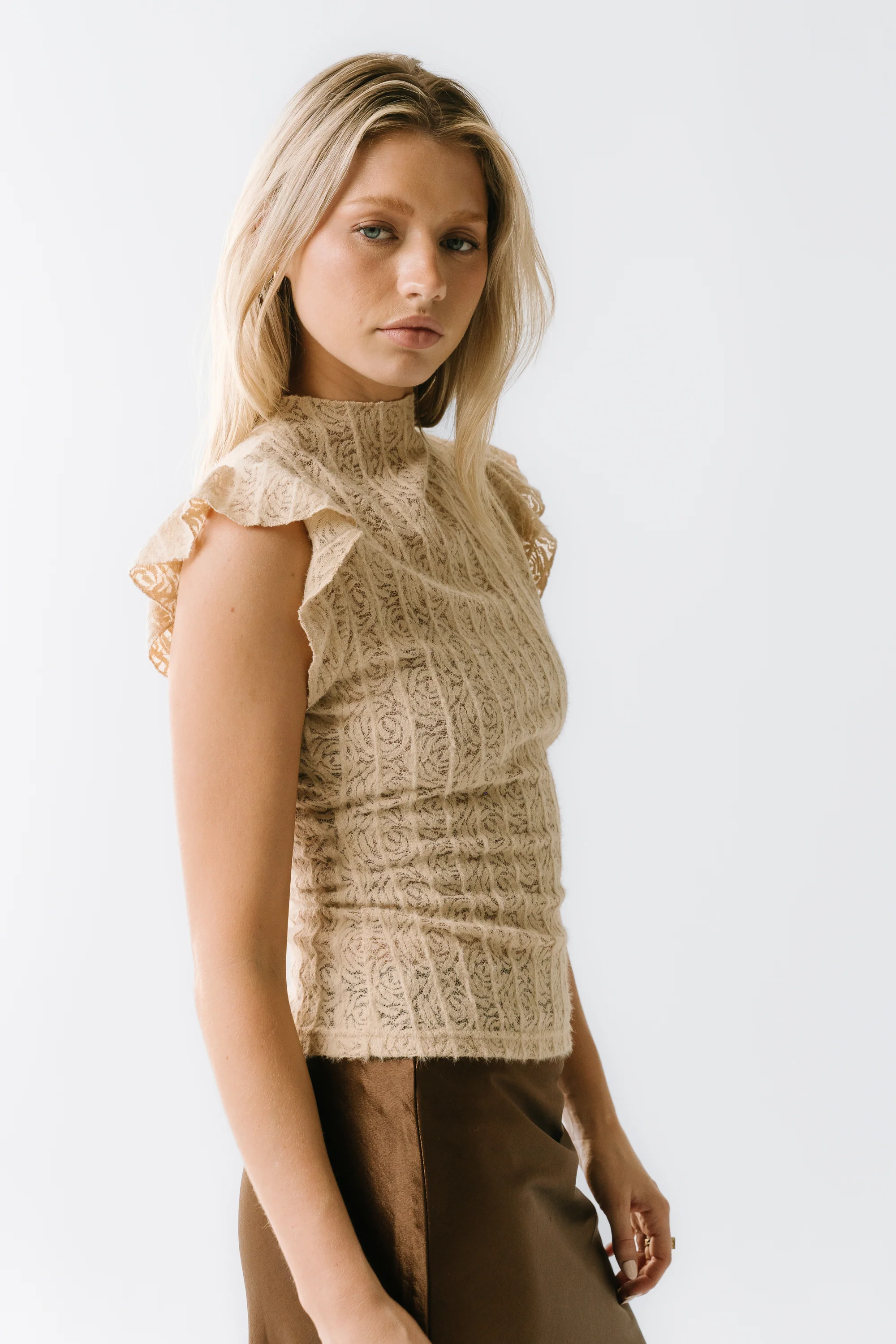 Lue Sheer Top in Taupe - FINAL SALE - Image 2
