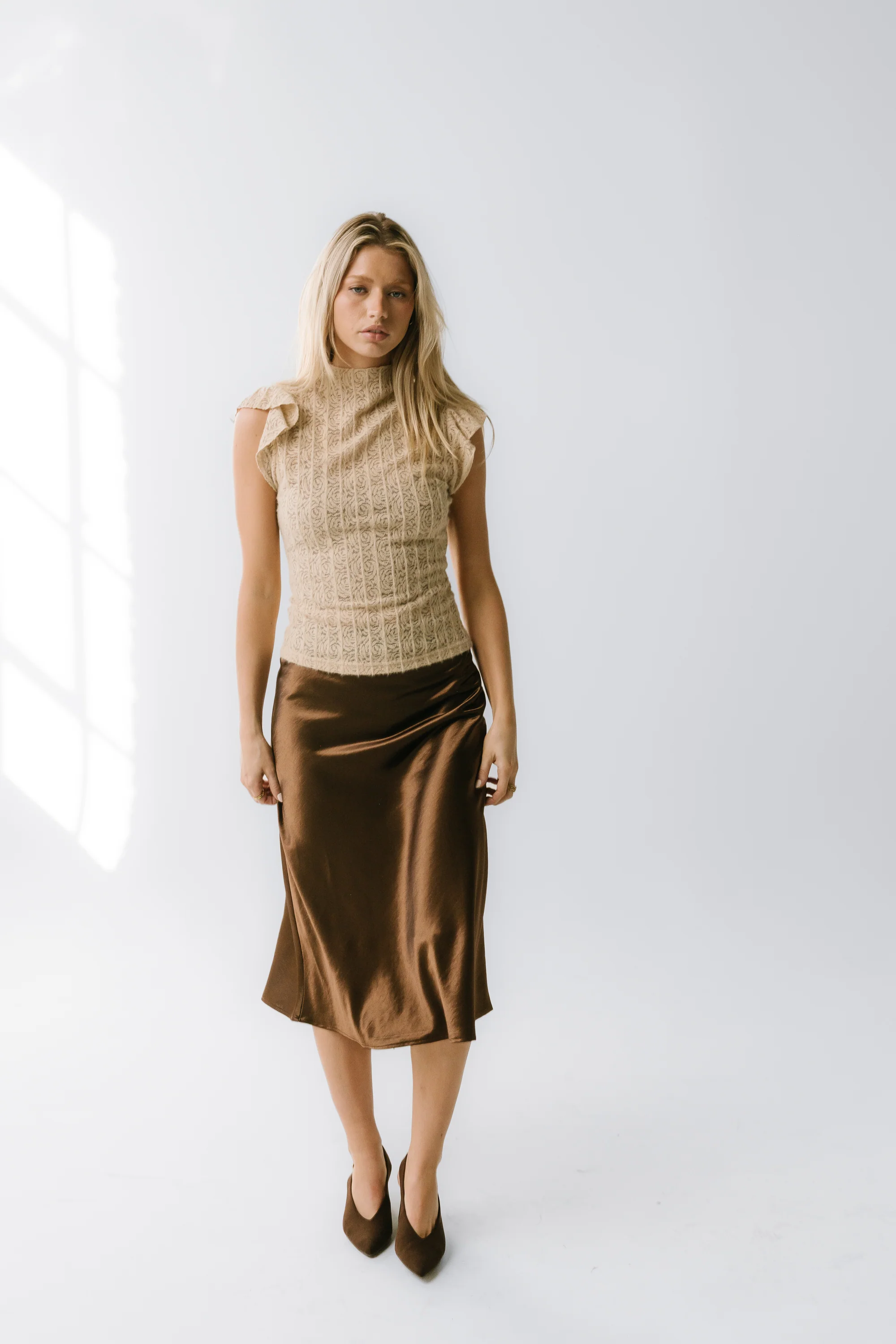 Lue Sheer Top in Taupe - FINAL SALE - Image 3