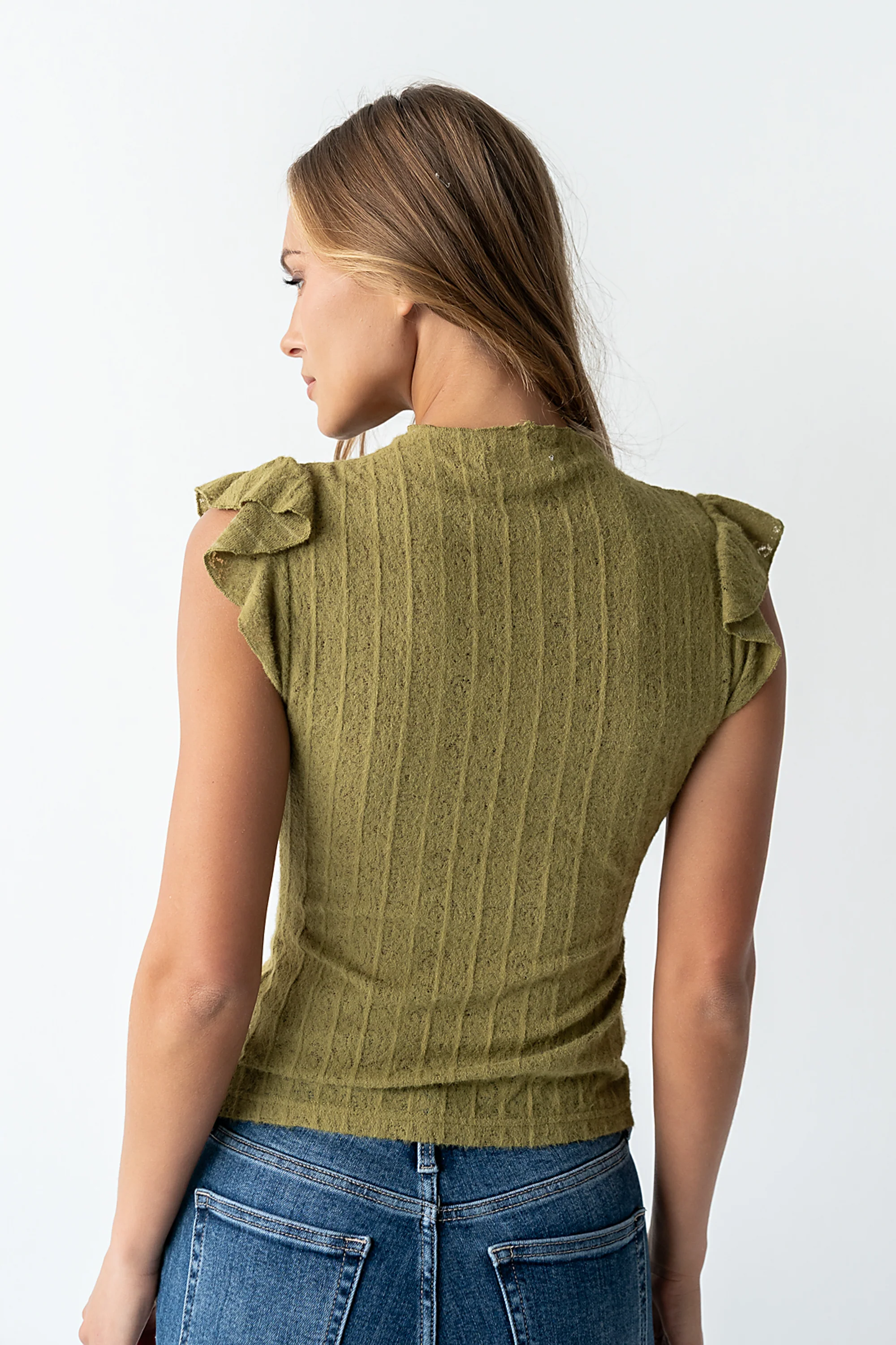 Lue Sheer Top in Olive - FINAL SALE - Image 4