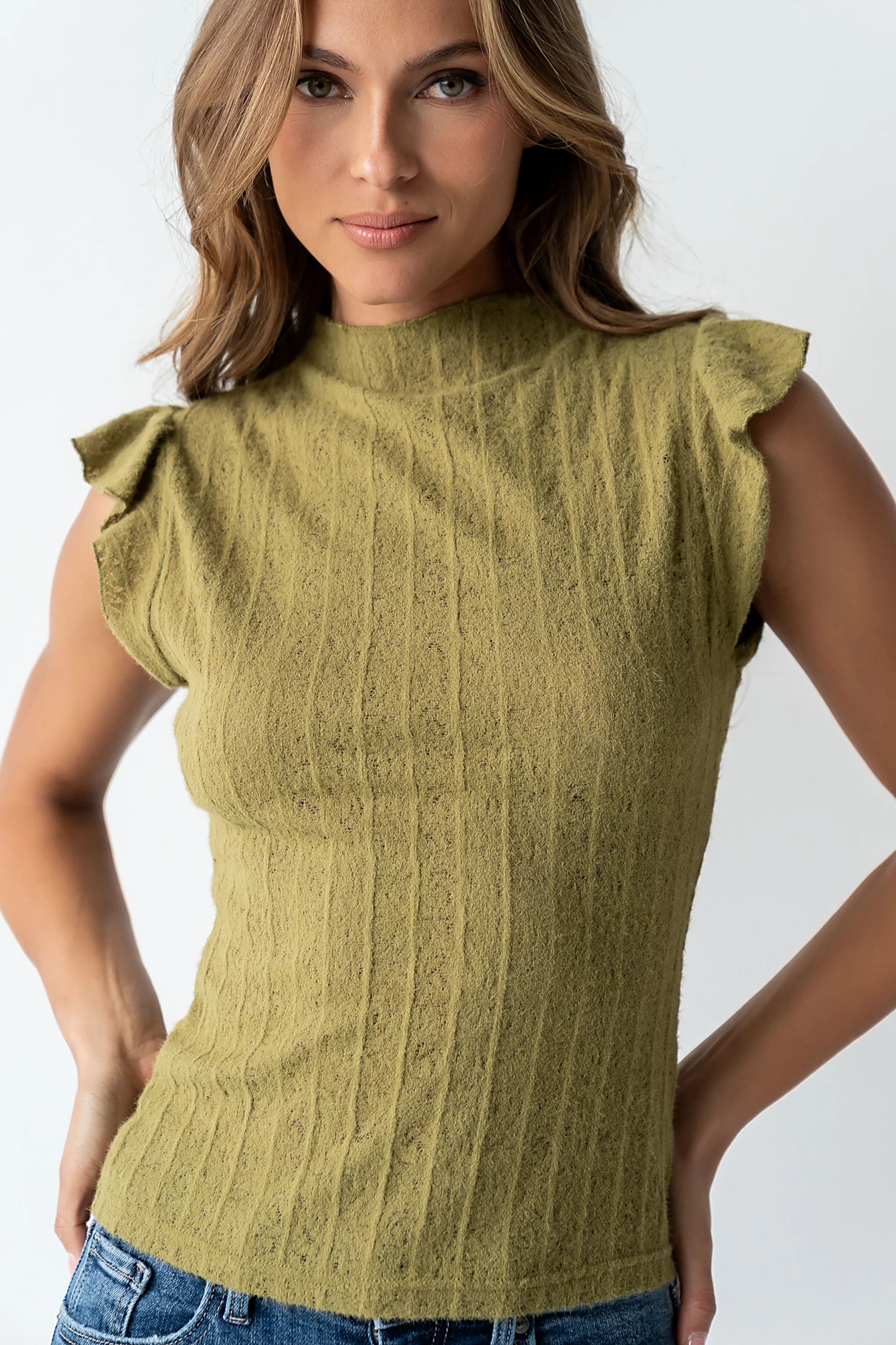 Lue Sheer Top in Olive - FINAL SALE - Image 5