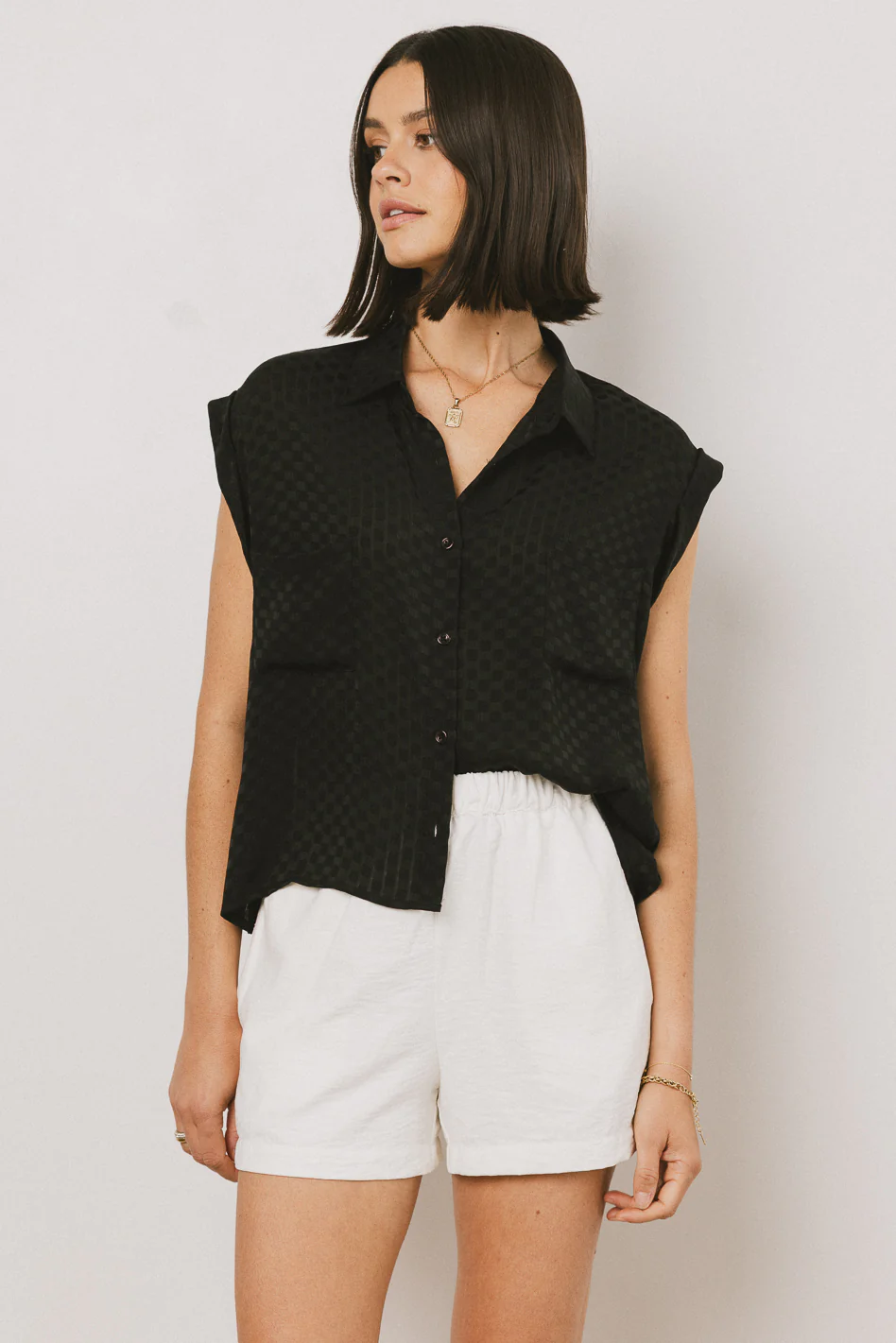 Luka Checkered Button Up in Black - FINAL SALE