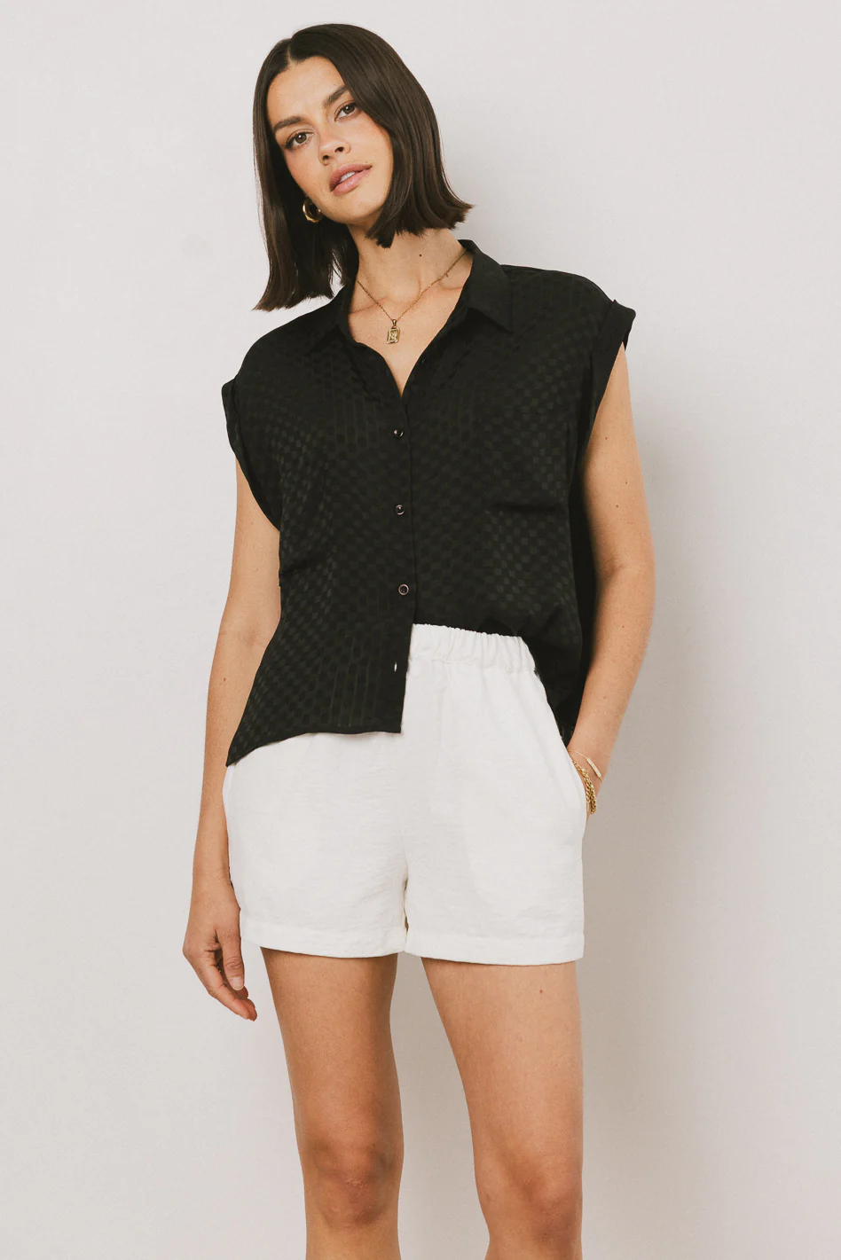 Luka Checkered Button Up in Black - FINAL SALE - Image 2