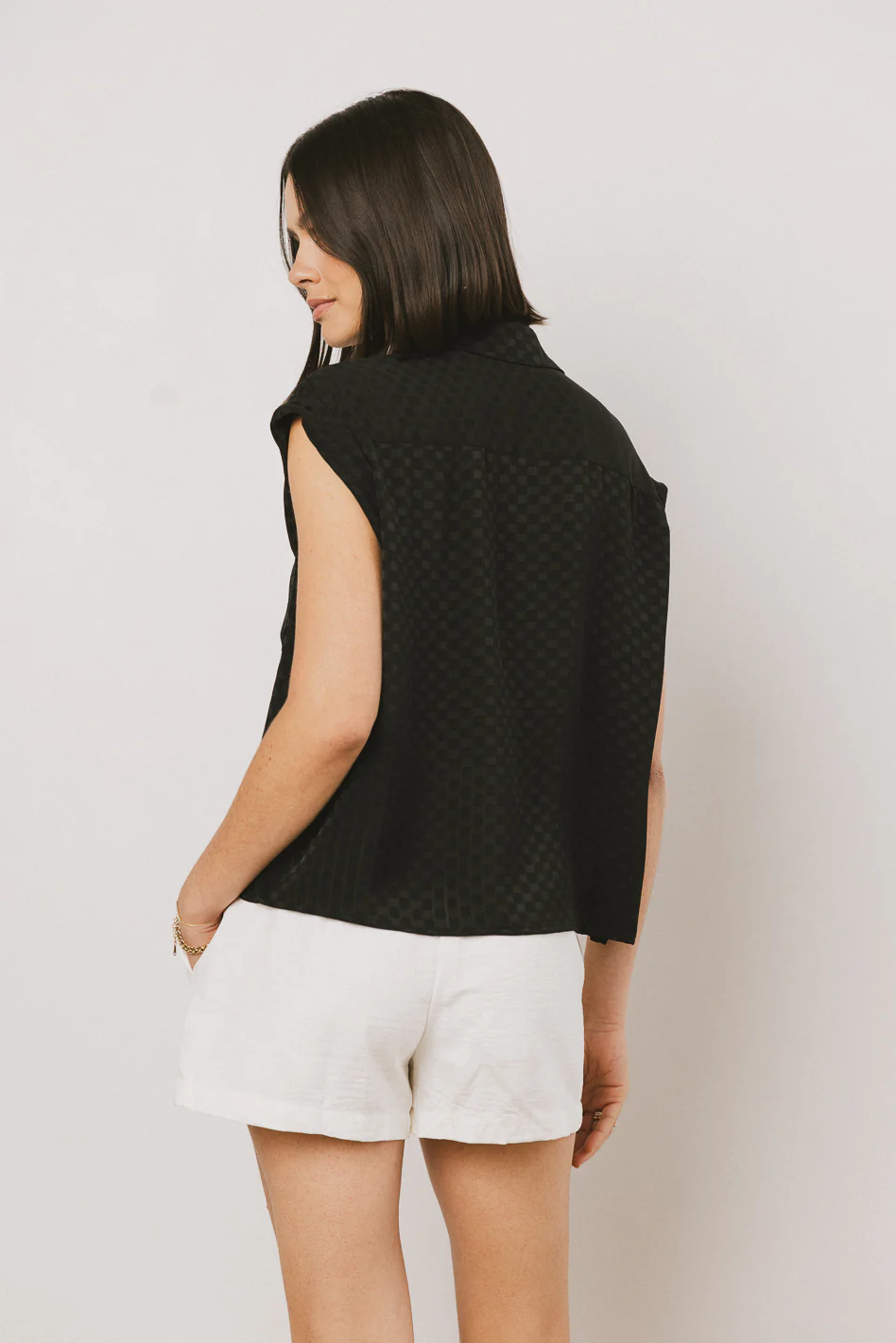 Luka Checkered Button Up in Black - FINAL SALE - Image 3