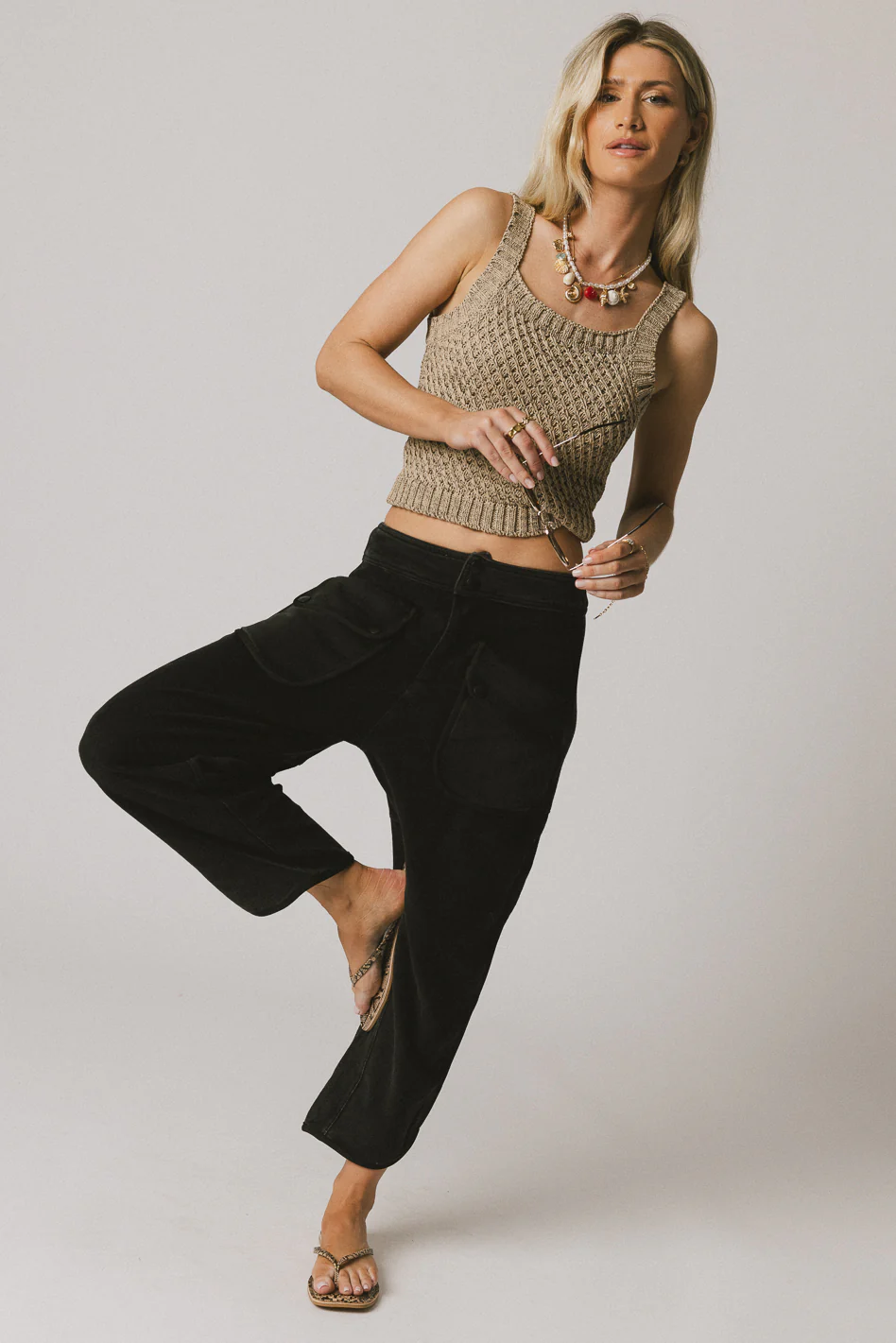 Luna Knit Tank Top in Taupe - FINAL SALE - Image 5