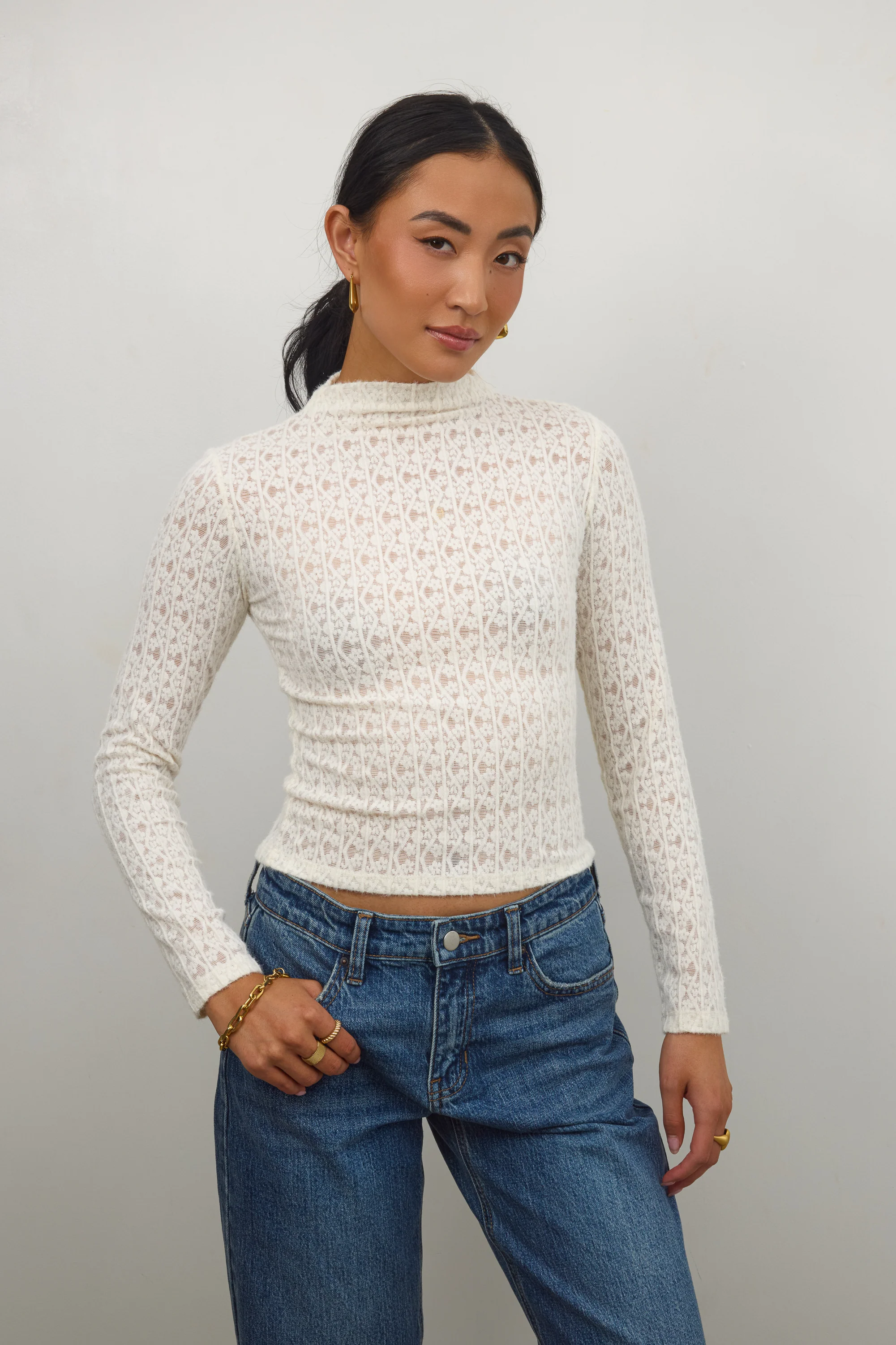 Luna Sheer Top in Ivory - FINAL SALE - Image 4