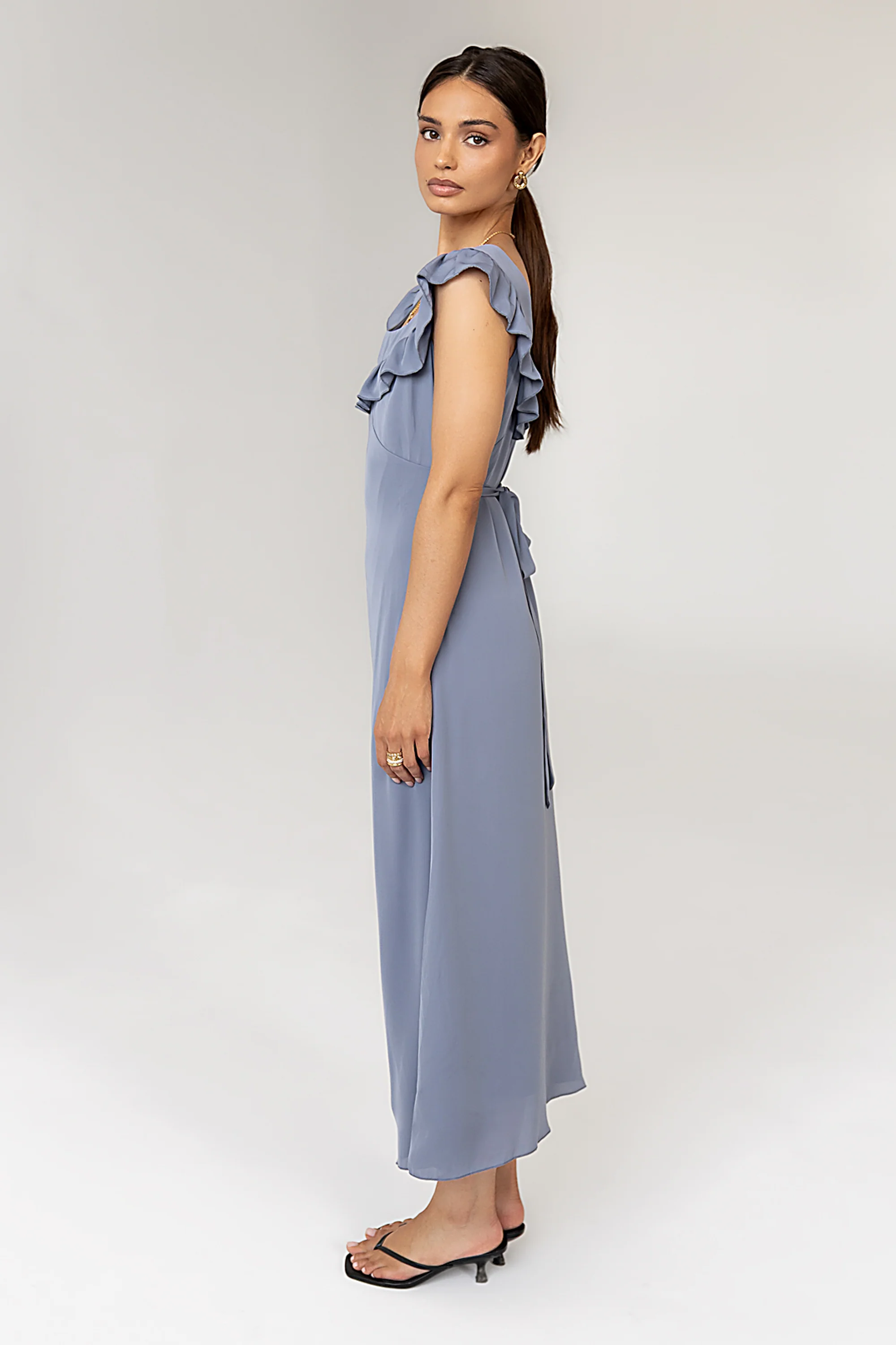 Lydia Ruffle Maxi Dress in Blue - FINAL SALE - Image 4