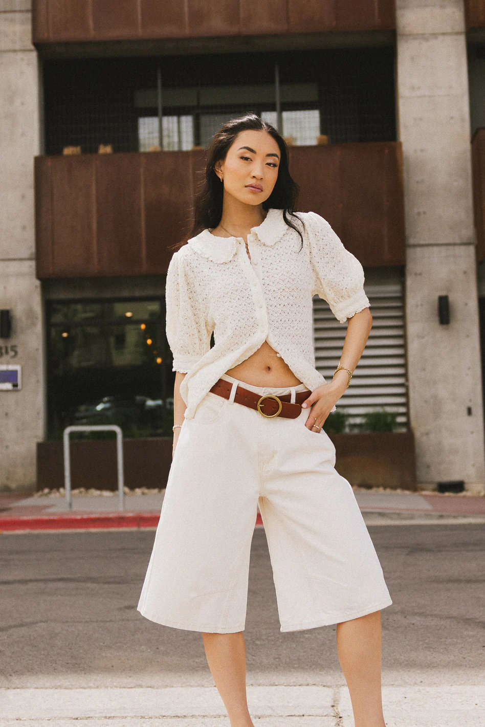 Lyla Collared Lace Top in Ivory - FINAL SALE - Image 4