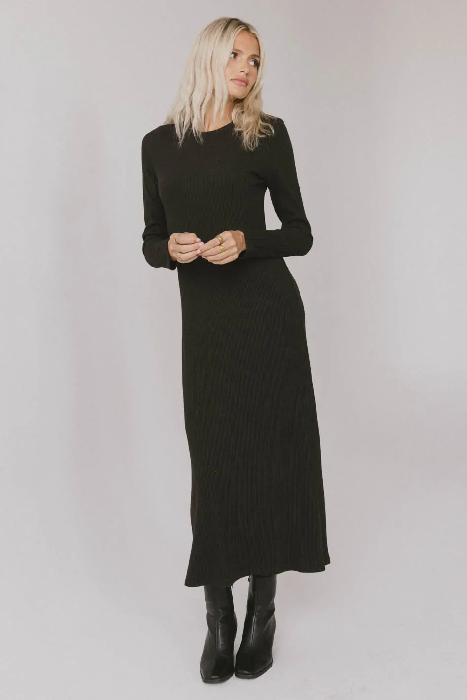 Lynette Ribbed Maxi Dress in Charcoal - FINAL SALE - Image 6