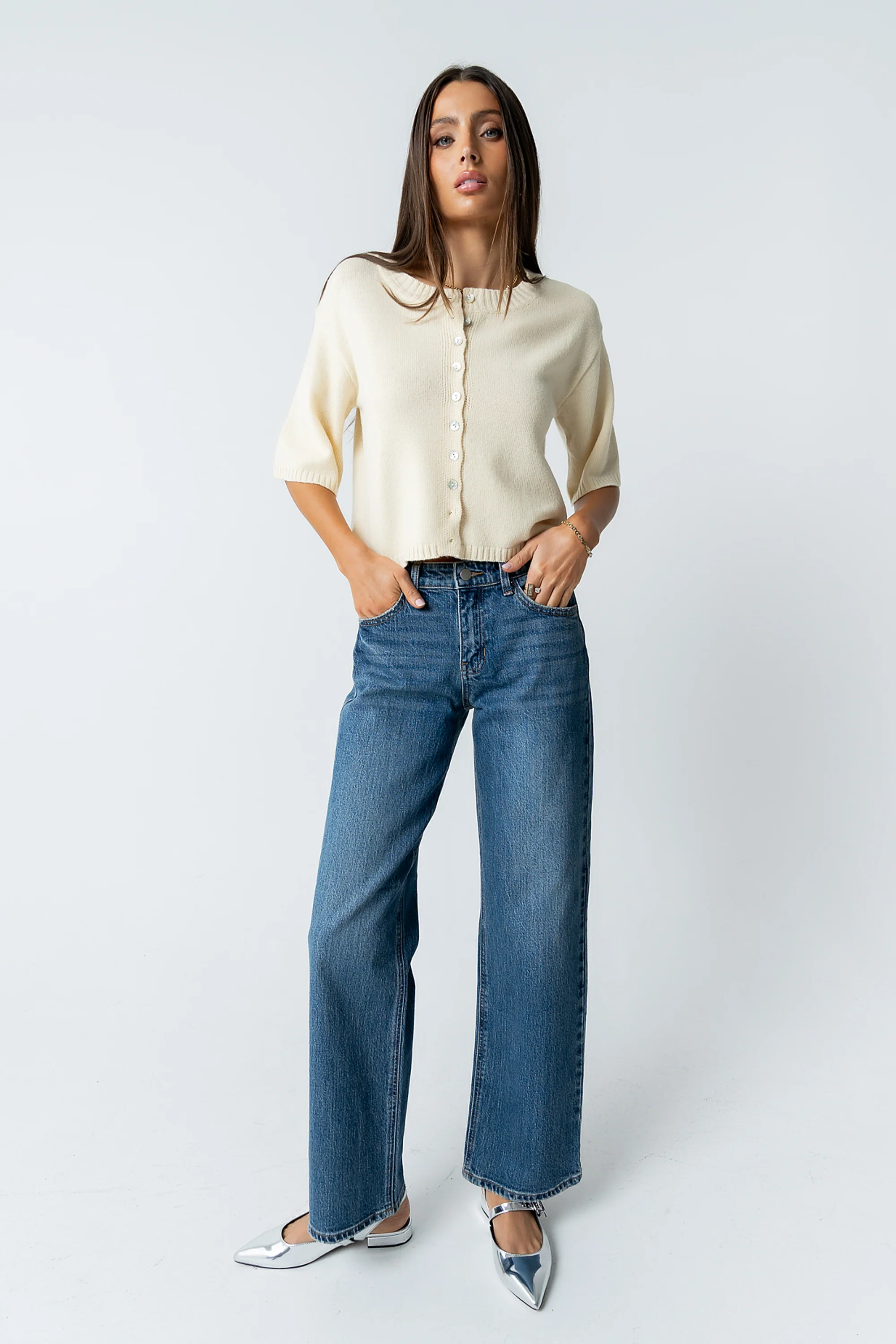 Macey Knit Sweater in Yellow - Image 2
