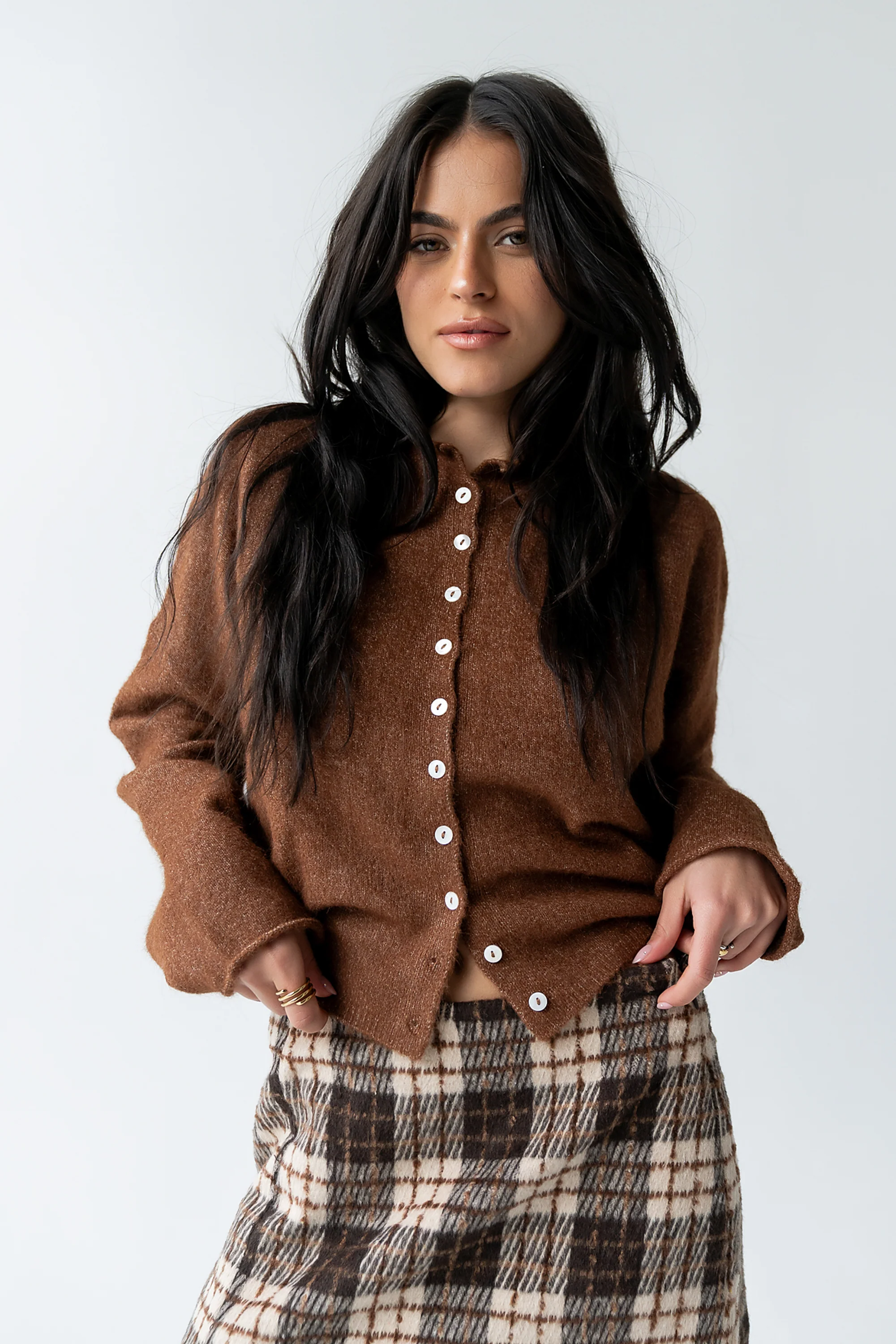 Maci Cardigan in Brown - FINAL SALE