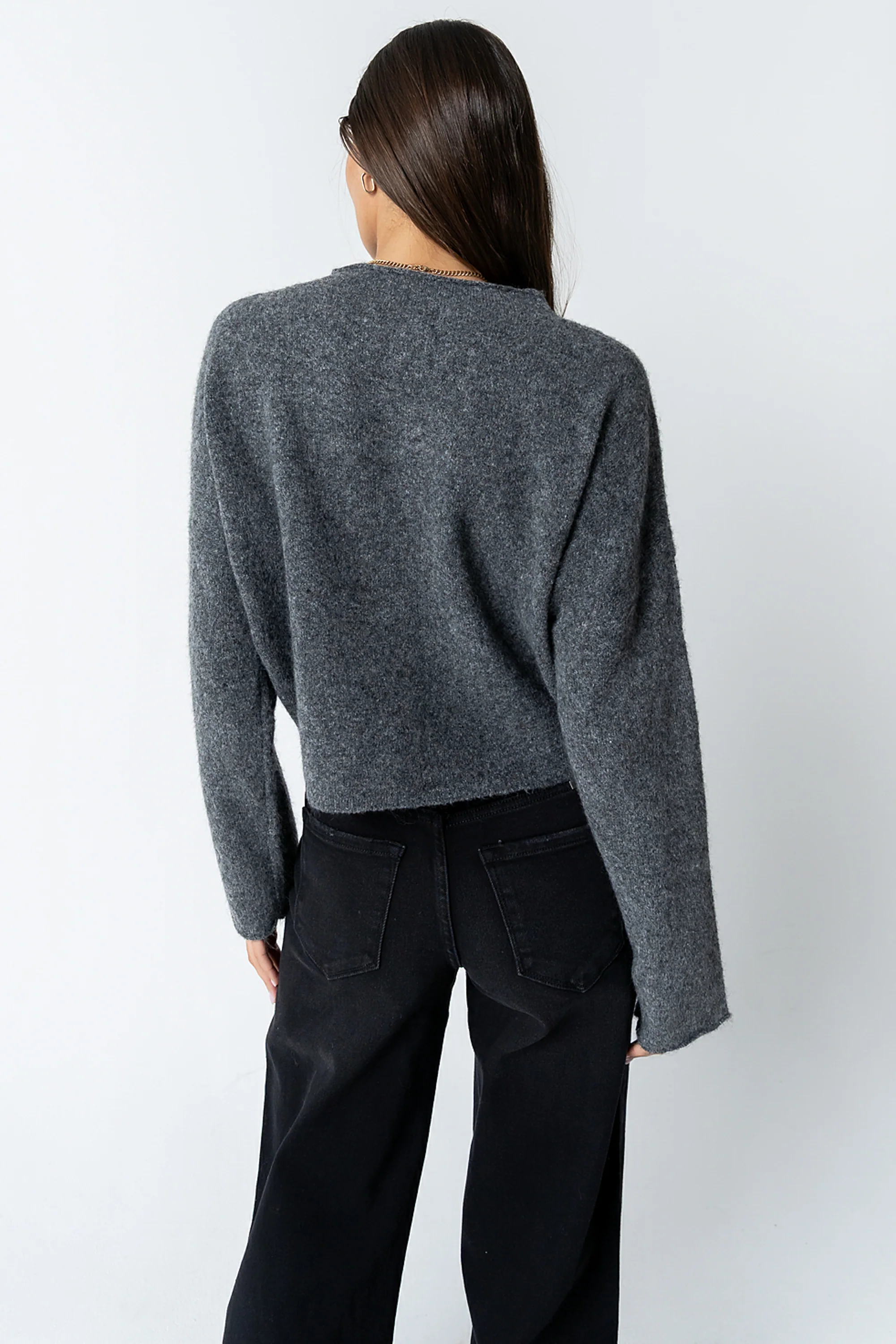 Maci Cardigan in Charcoal - FINAL SALE - Image 3