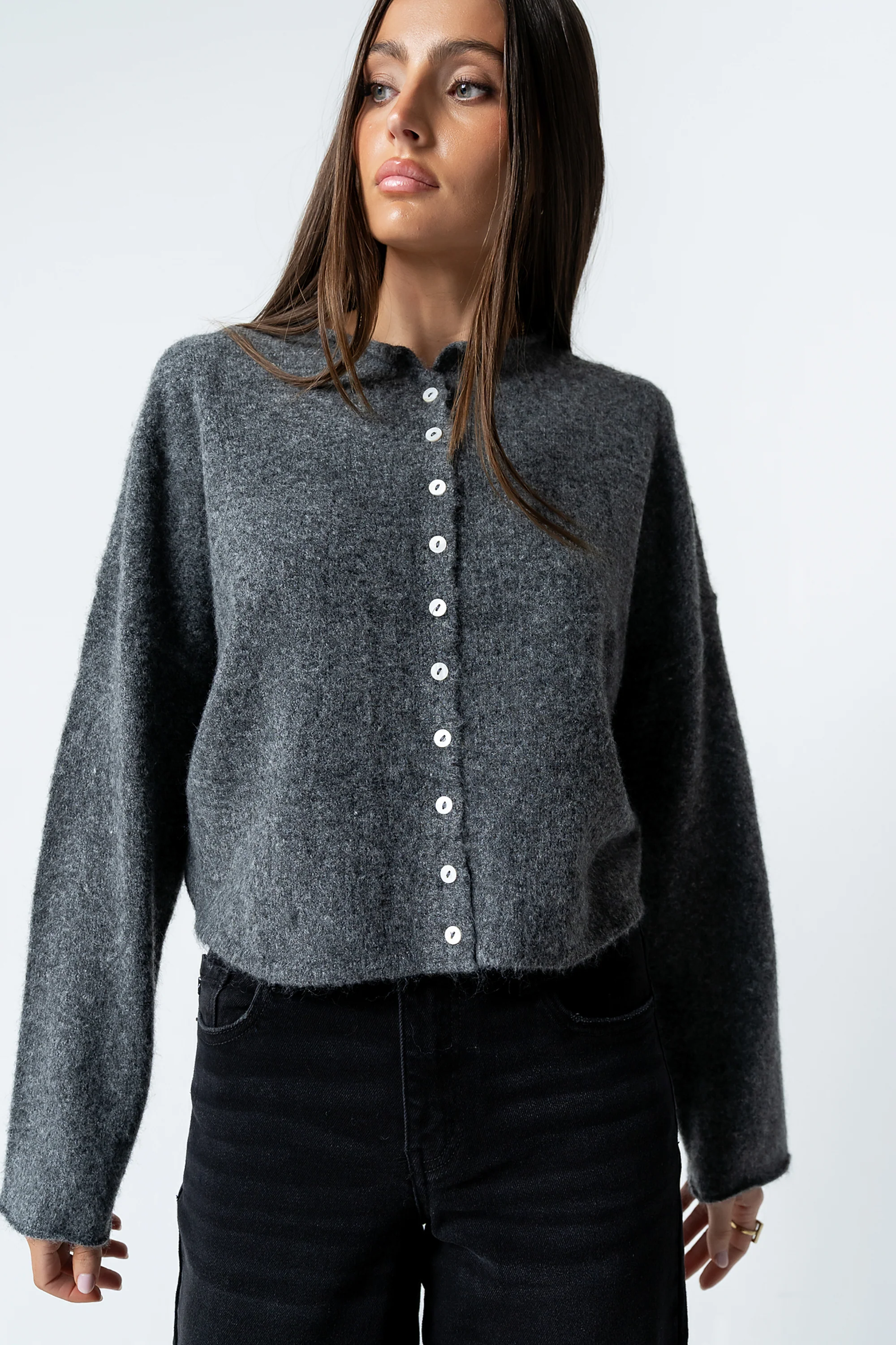 Maci Cardigan in Charcoal - FINAL SALE - Image 5