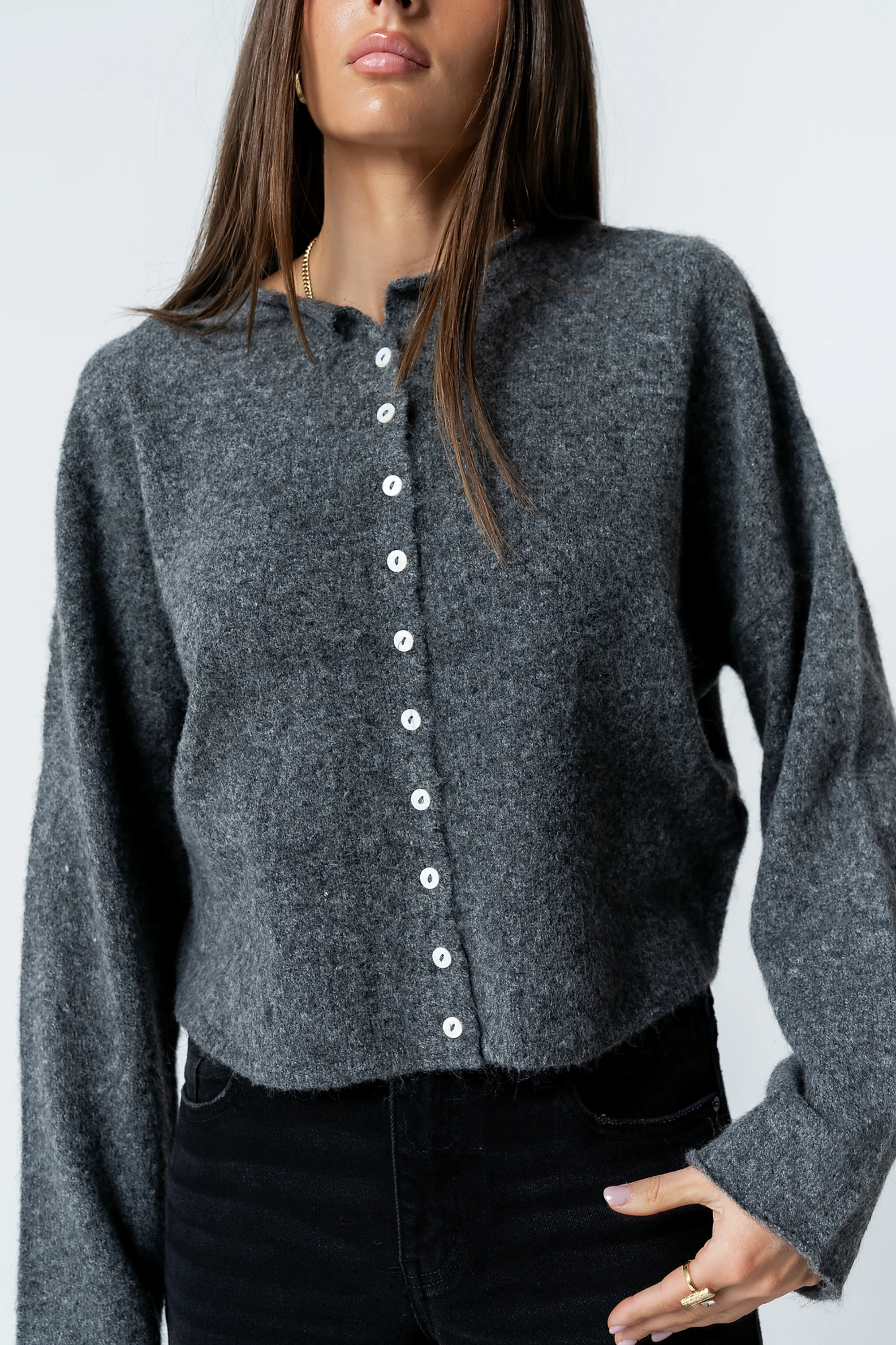Maci Cardigan in Charcoal - FINAL SALE - Image 7