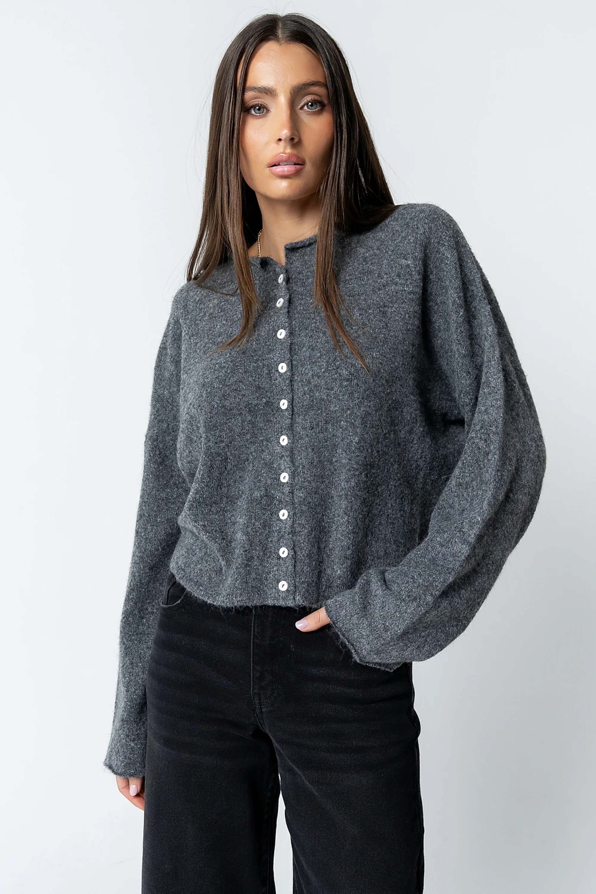 Maci Cardigan in Charcoal - FINAL SALE - Image 8