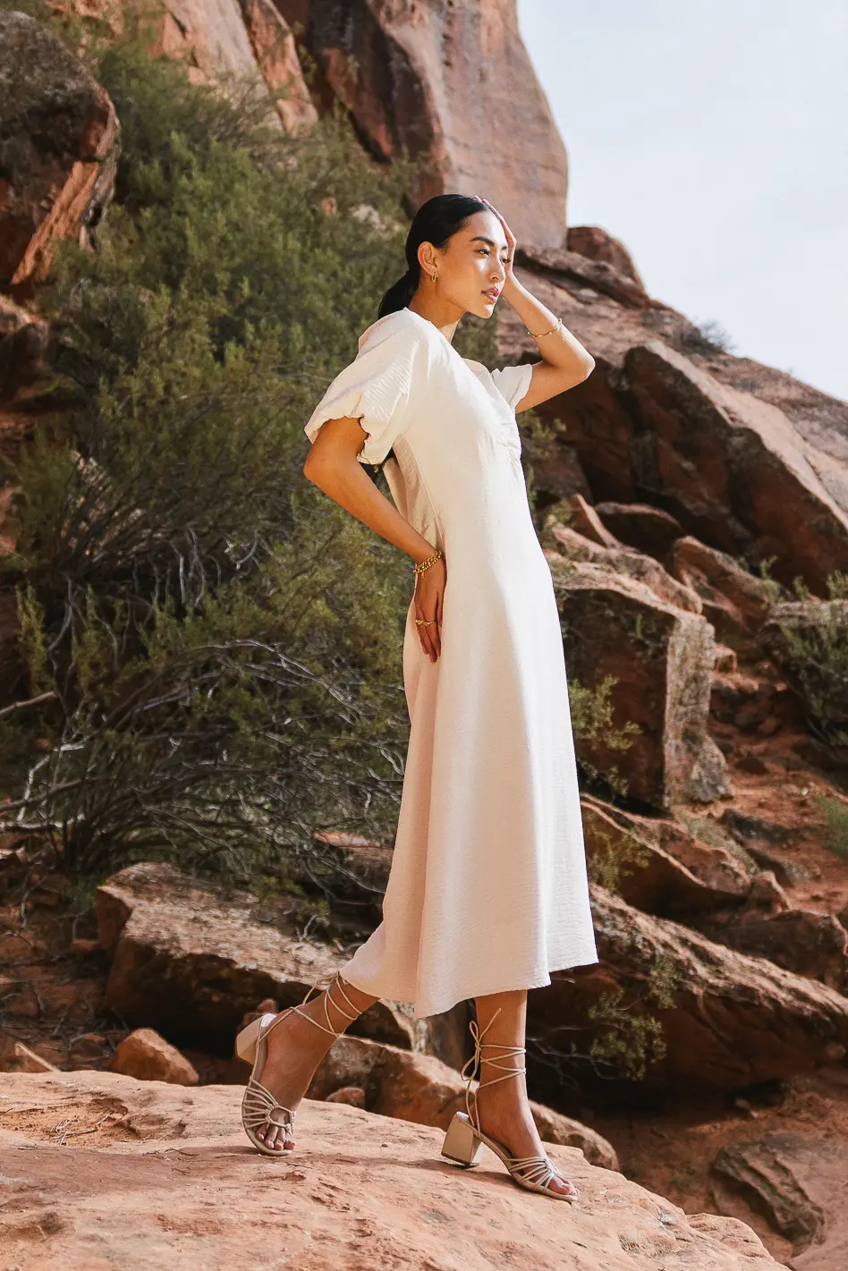 Maeve Midi Dress in Cream - FINAL SALE - Image 3