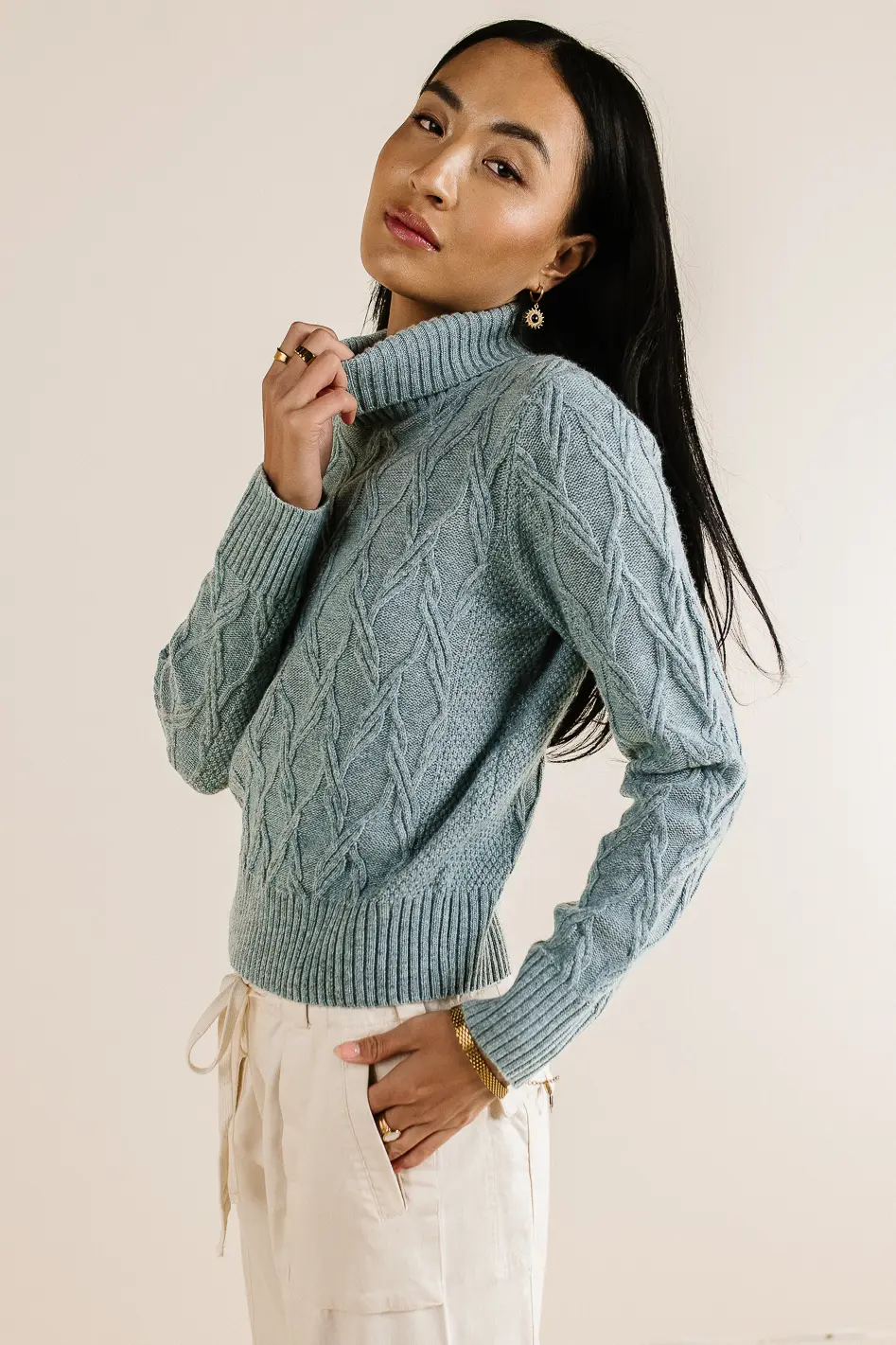 Maeve Turtleneck Sweater in Blue - FINAL SALE - Image 3