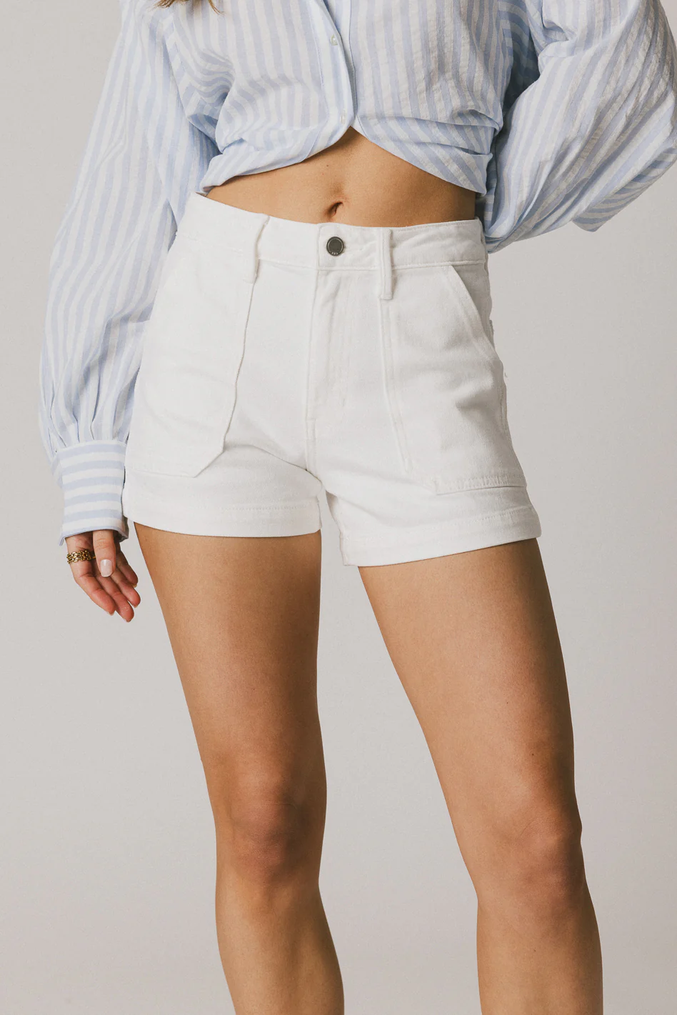 Maggie Utility Shorts in White - Image 3