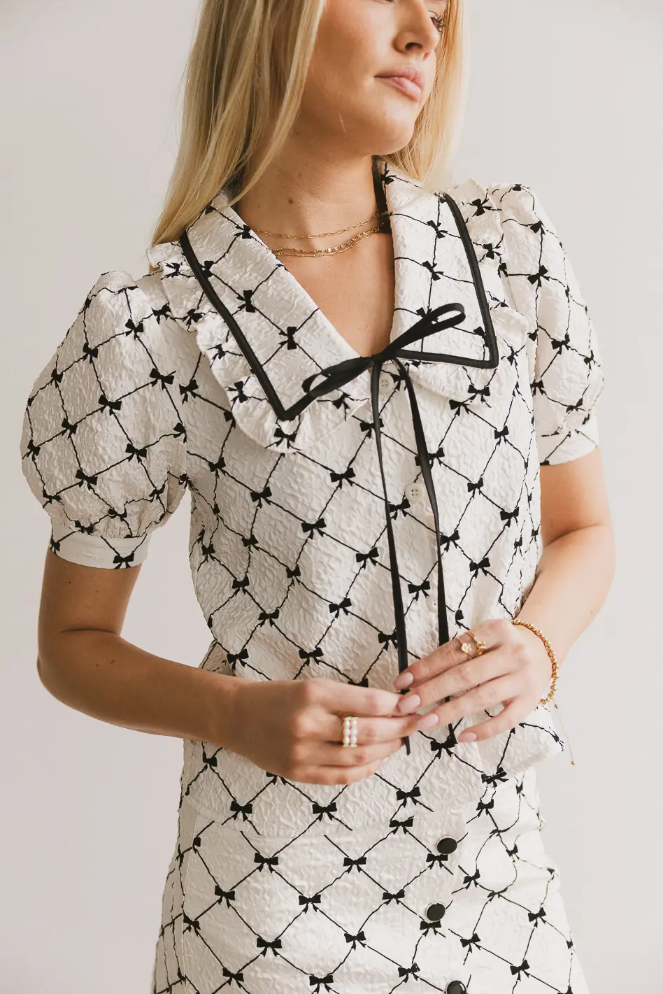 Maia Bow Collared Top - FINAL SALE - Image 3