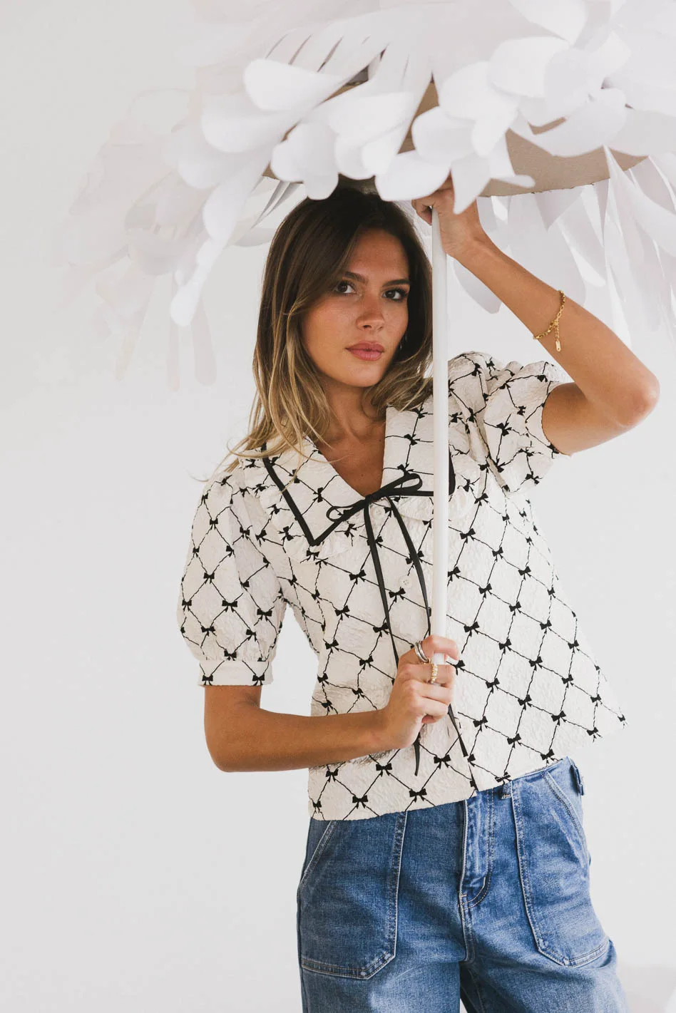 Maia Bow Collared Top - FINAL SALE - Image 4