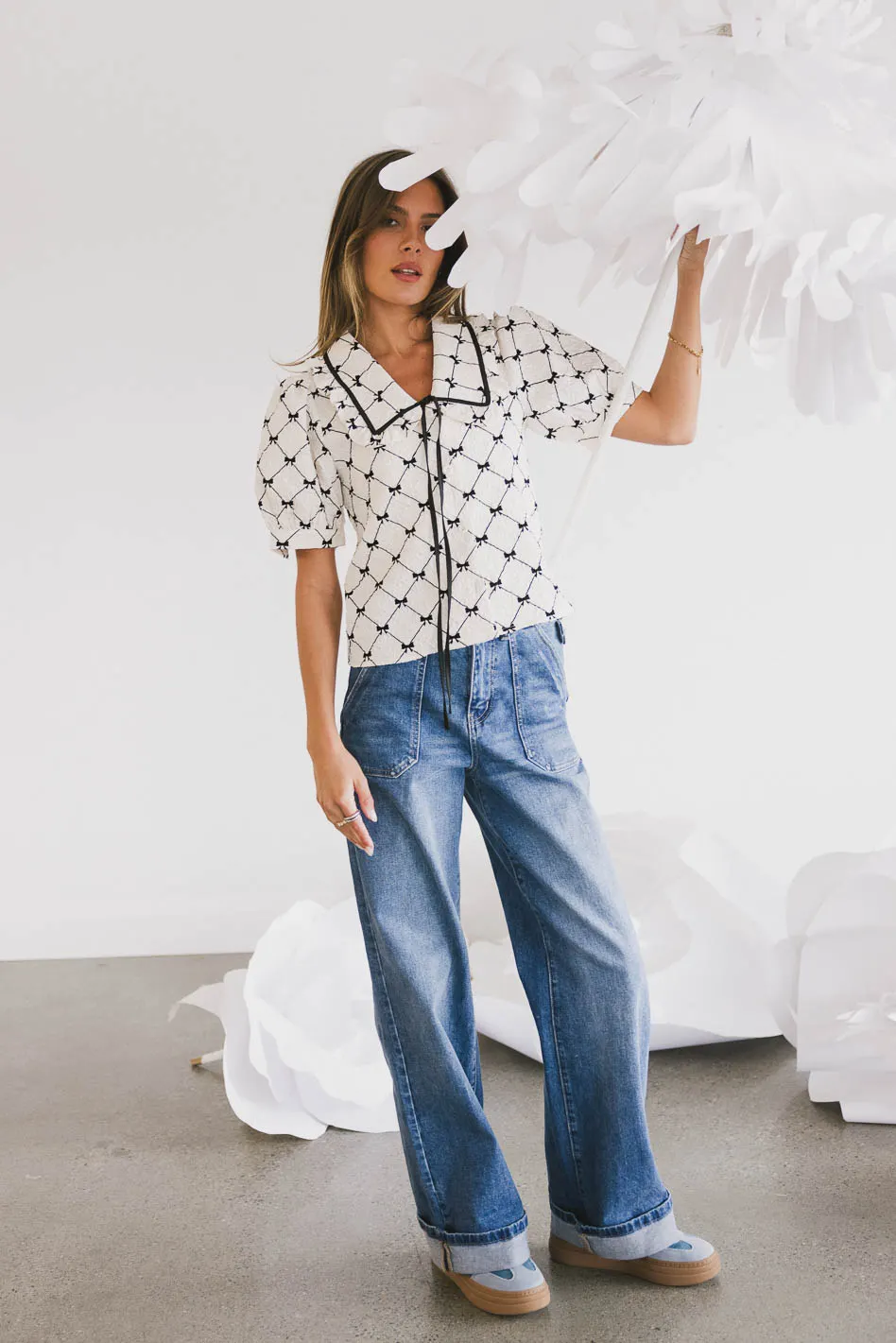 Maia Bow Collared Top - FINAL SALE - Image 5