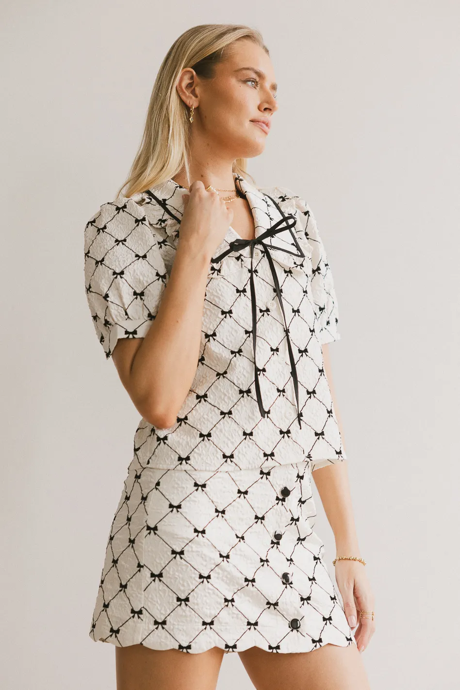 Maia Bow Collared Top - FINAL SALE - Image 7