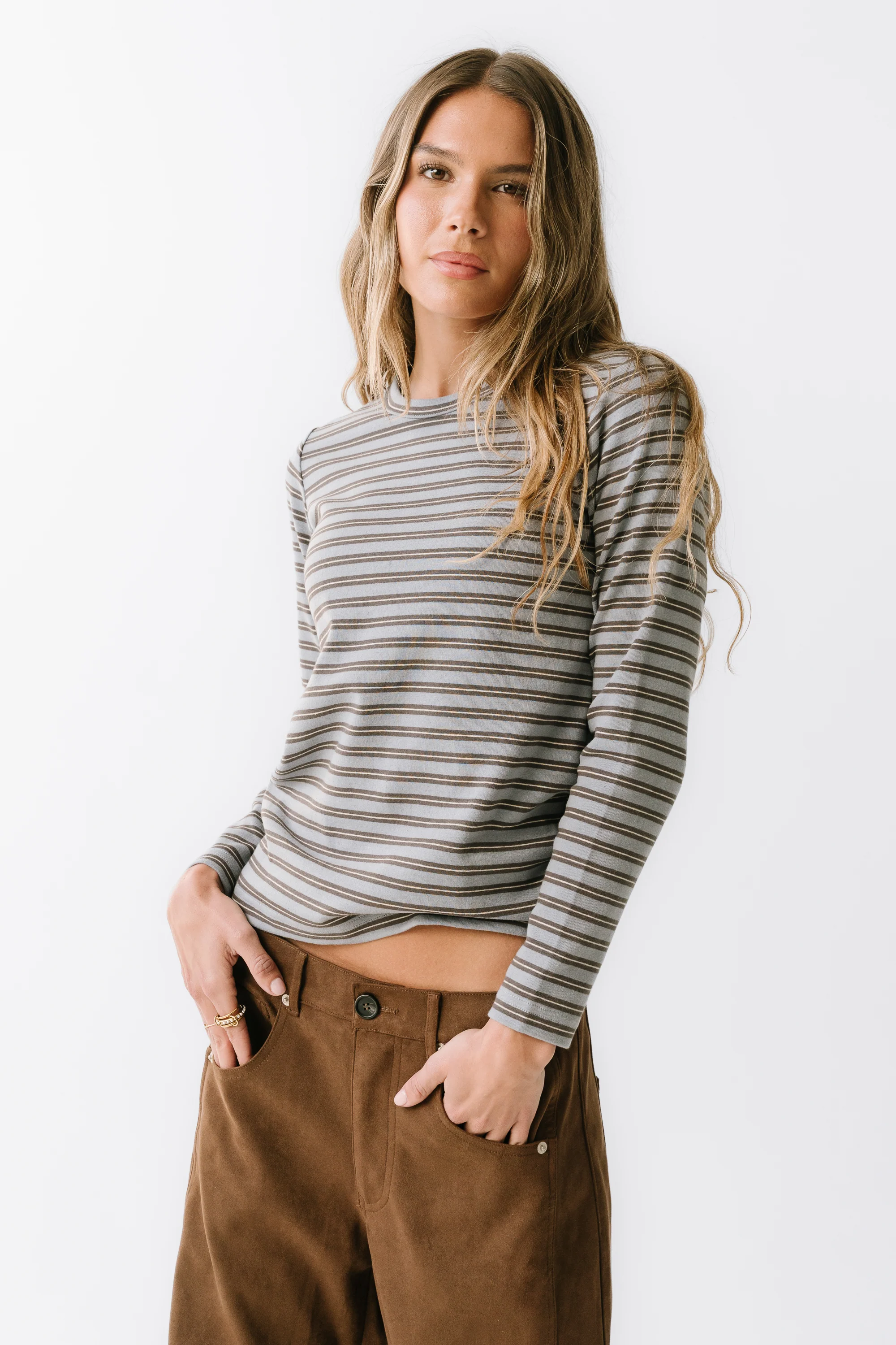Makayla Shirt in Striped Blue - FINAL SALE - Image 3