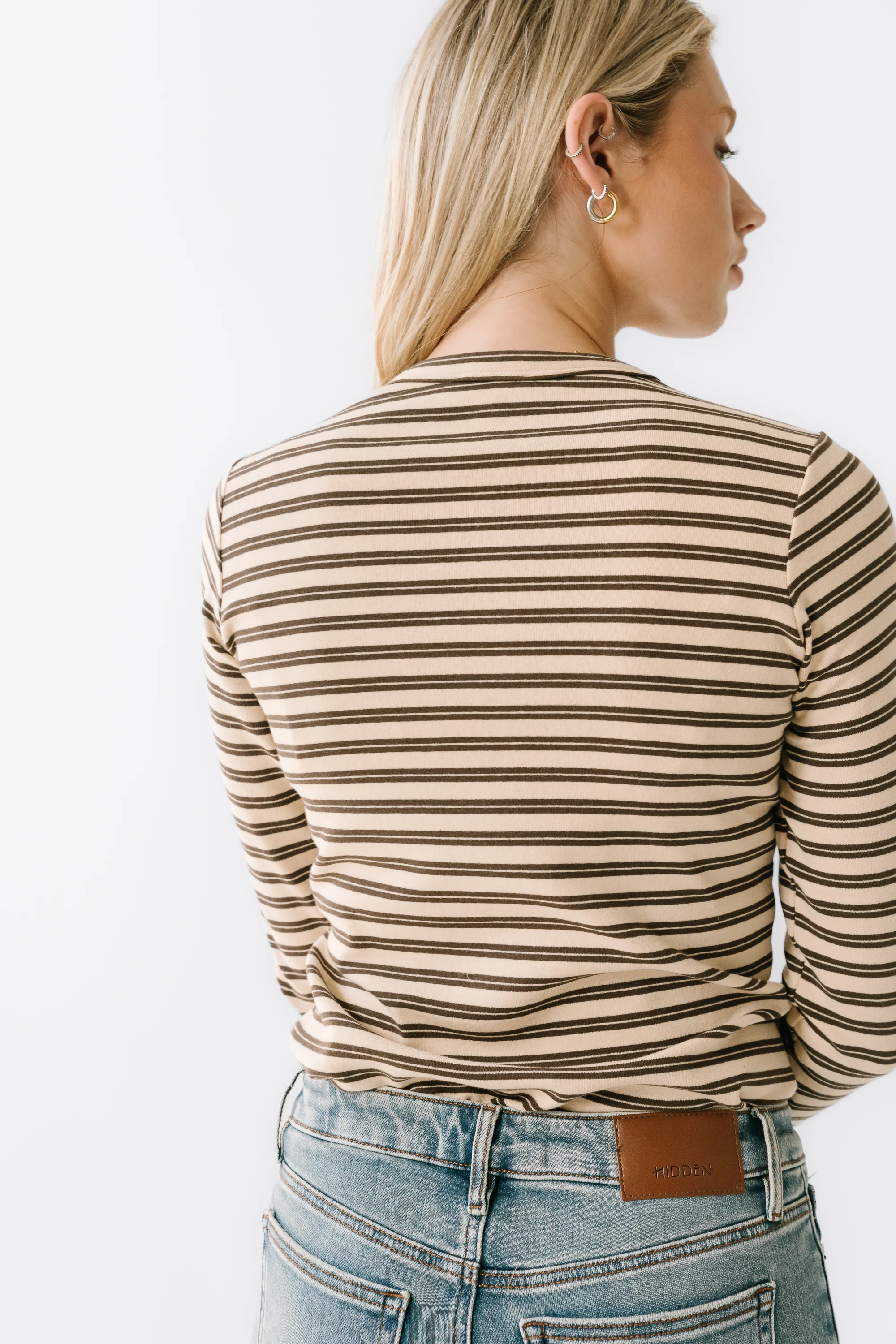 Makayla Shirt in Striped Brown - FINAL SALE - Image 3