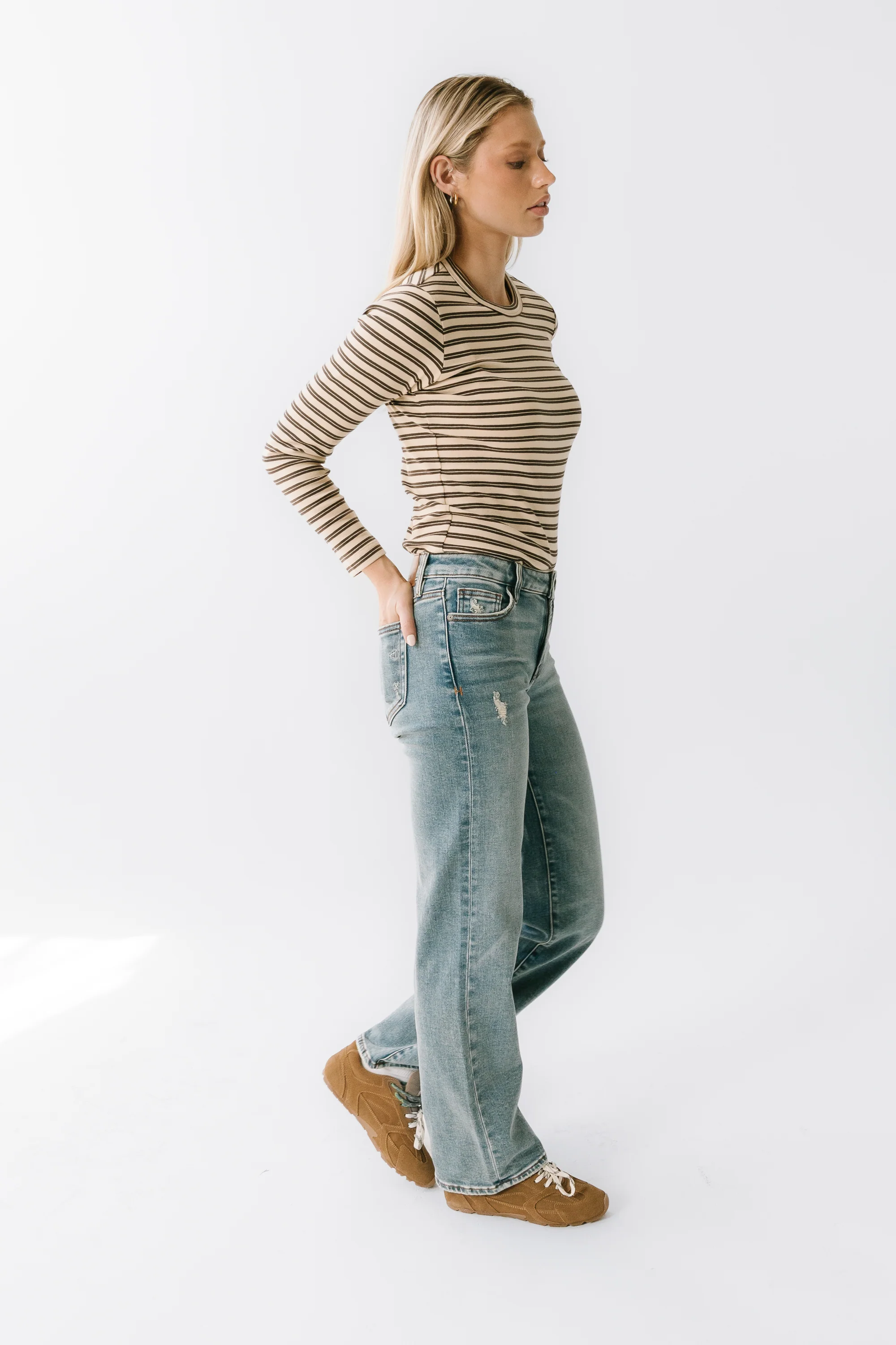 Makayla Shirt in Striped Brown - FINAL SALE - Image 5