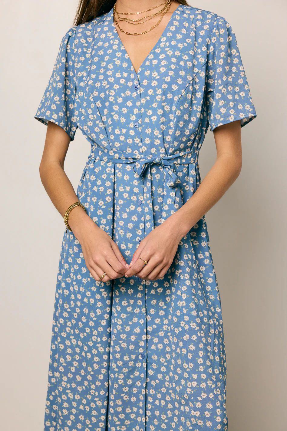 Malik Floral Midi Dress in Blue - FINAL SALE - Image 3